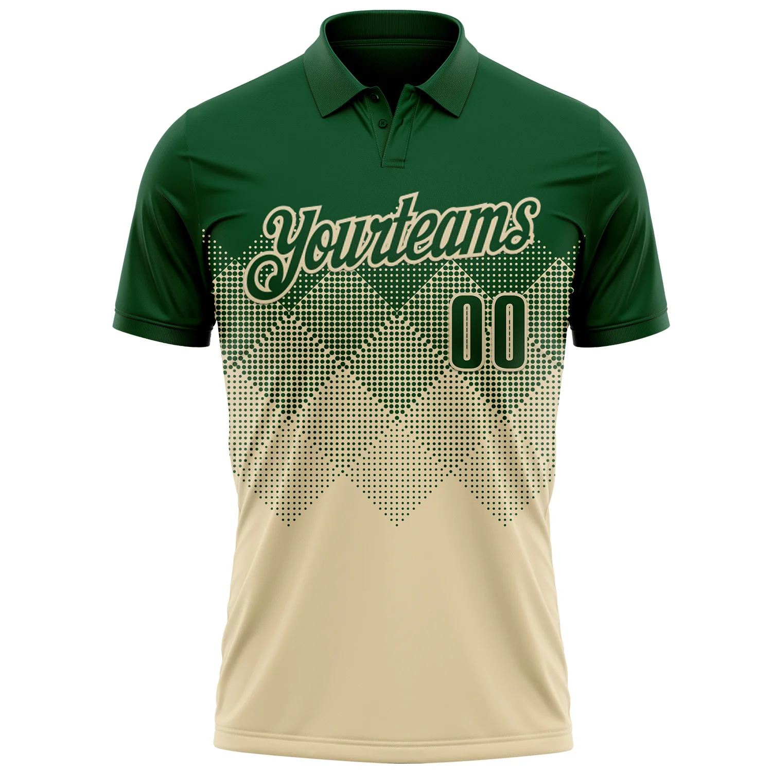 Custom Green Cream 3D Gradient Square Shape Performance Polo Shirt