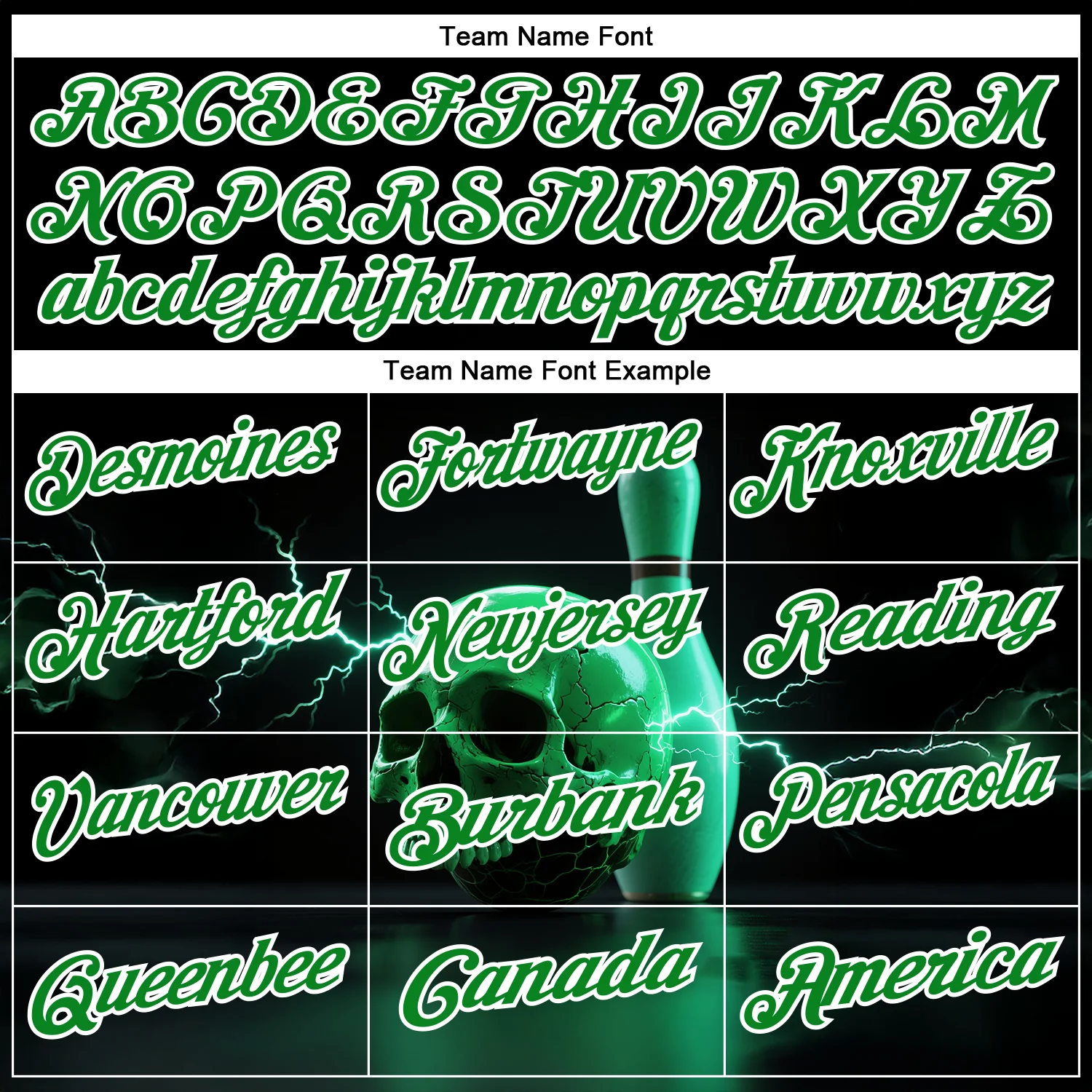 Custom Black Grass Green-White 3D Lightning Skull Bowling Performance Polo Shirt