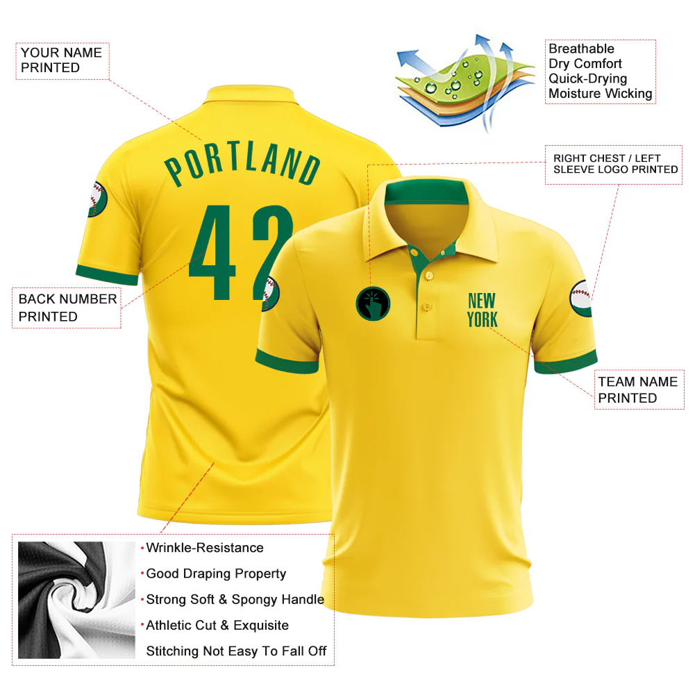 Custom Yellow Kelly Green Performance Golf Polo Shirt
