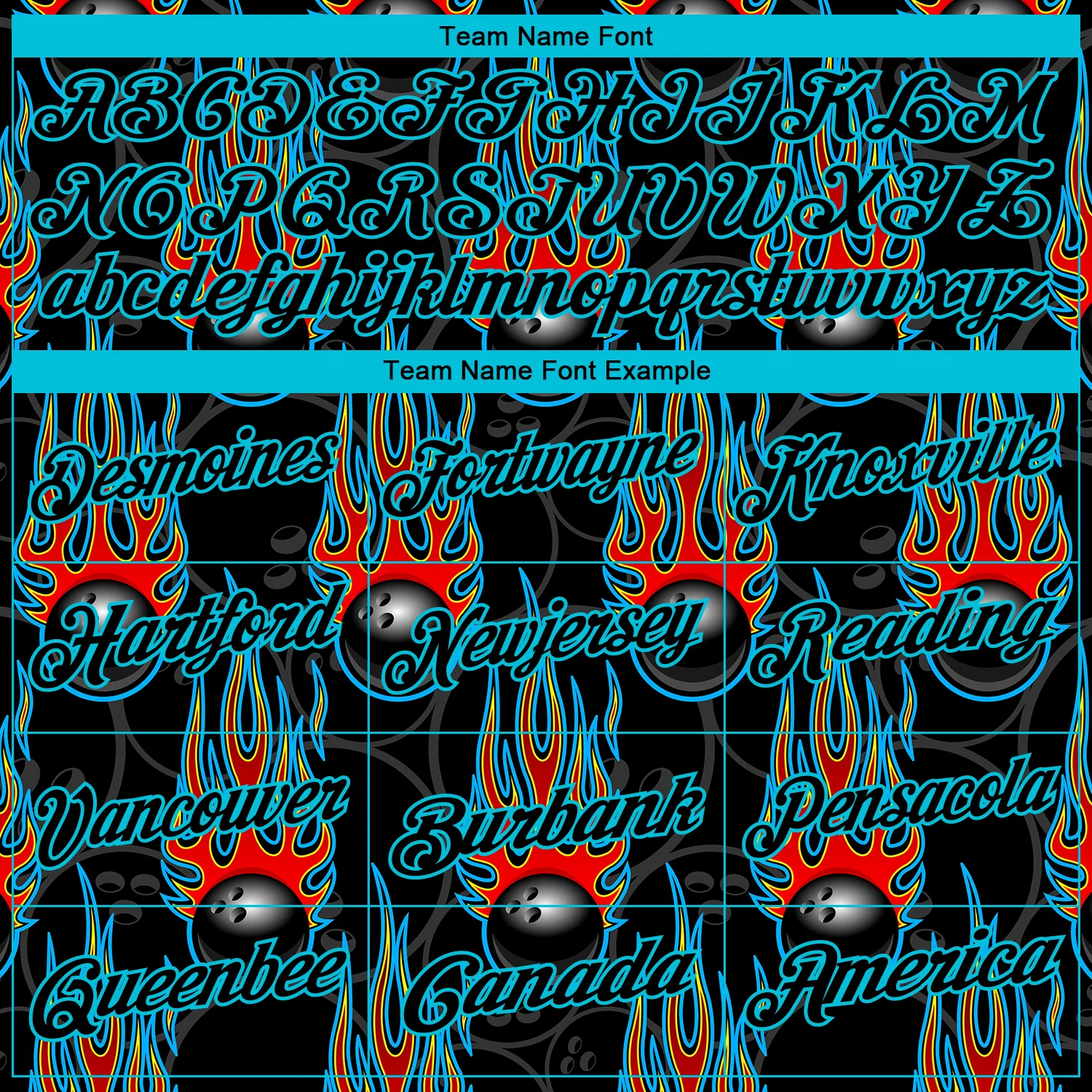 Custom Black Lakes Blue 3D Pattern Design Bowling Ball With Hotrod Flame Performance Polo Shirt