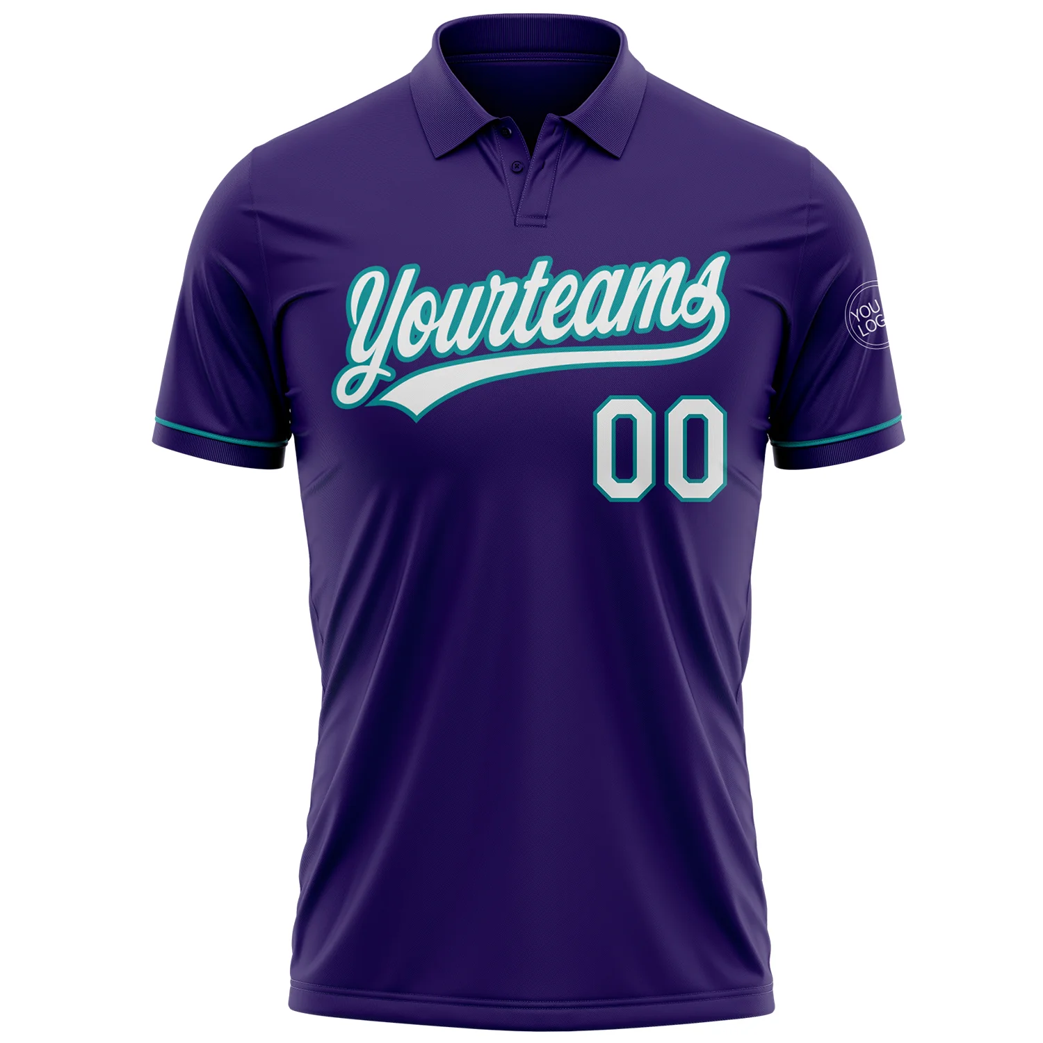 Custom Purple White-Teal Performance Vapor Golf Polo Shirt