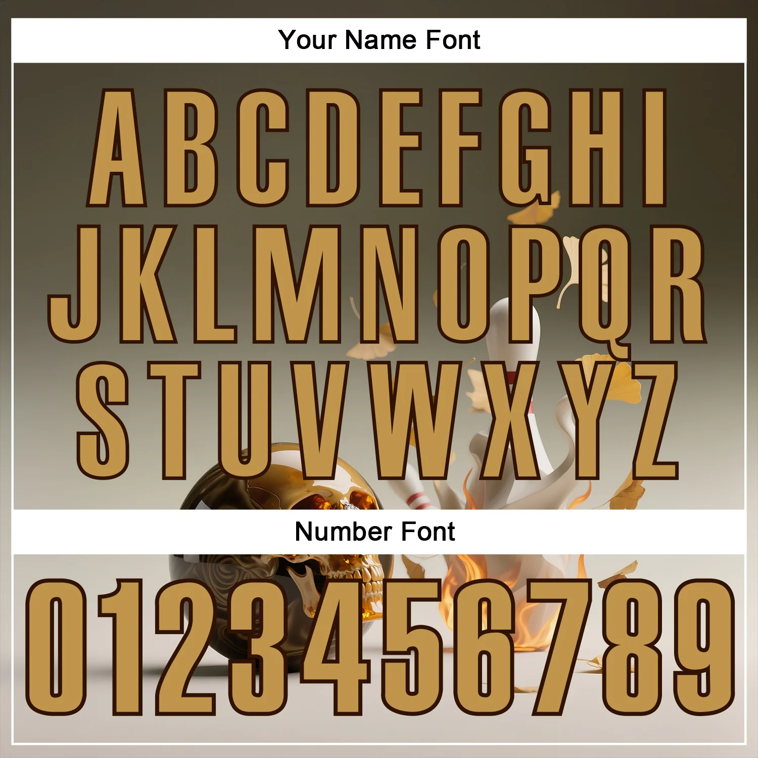 Custom Gray Old Gold-Brown 3D Flame Gem Skull Bowling Performance Polo Shirt