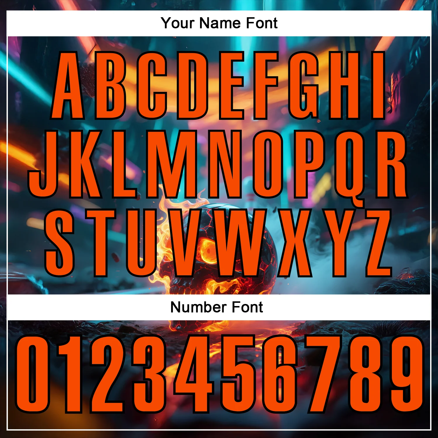 Custom Aqua Orange-Black 3D Flame Skull Bowling Performance Polo Shirt