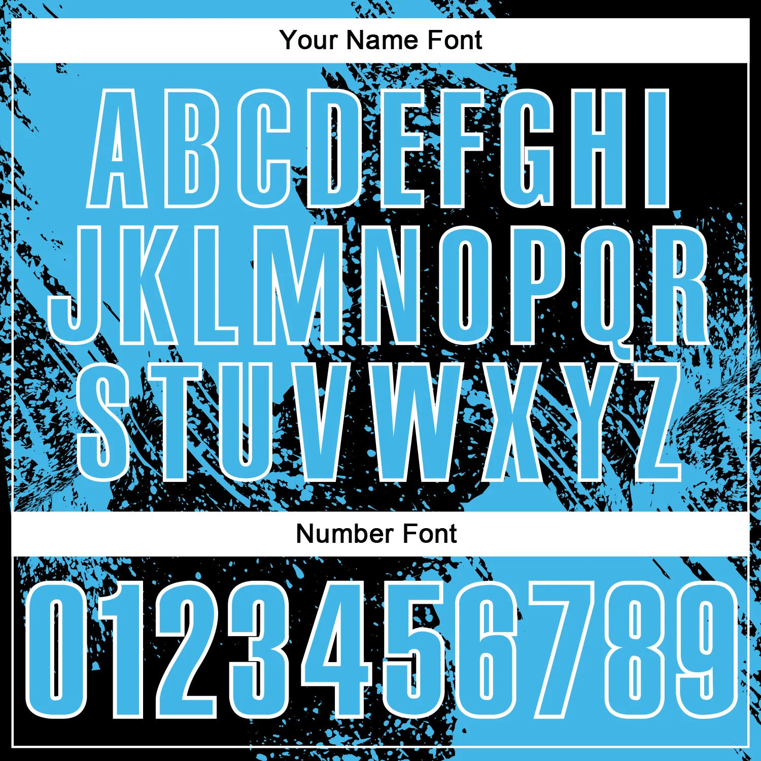 Custom Sky Blue Black-White 3D Pattern Design Abstract Brush Stroke Performance Polo Shirt