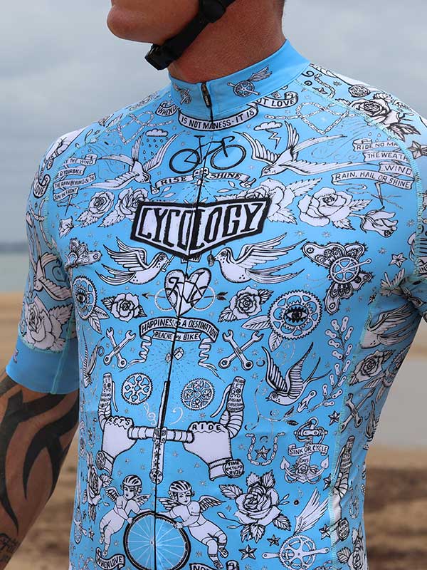 Velo Tattoo Men's Classic Jersey Blue