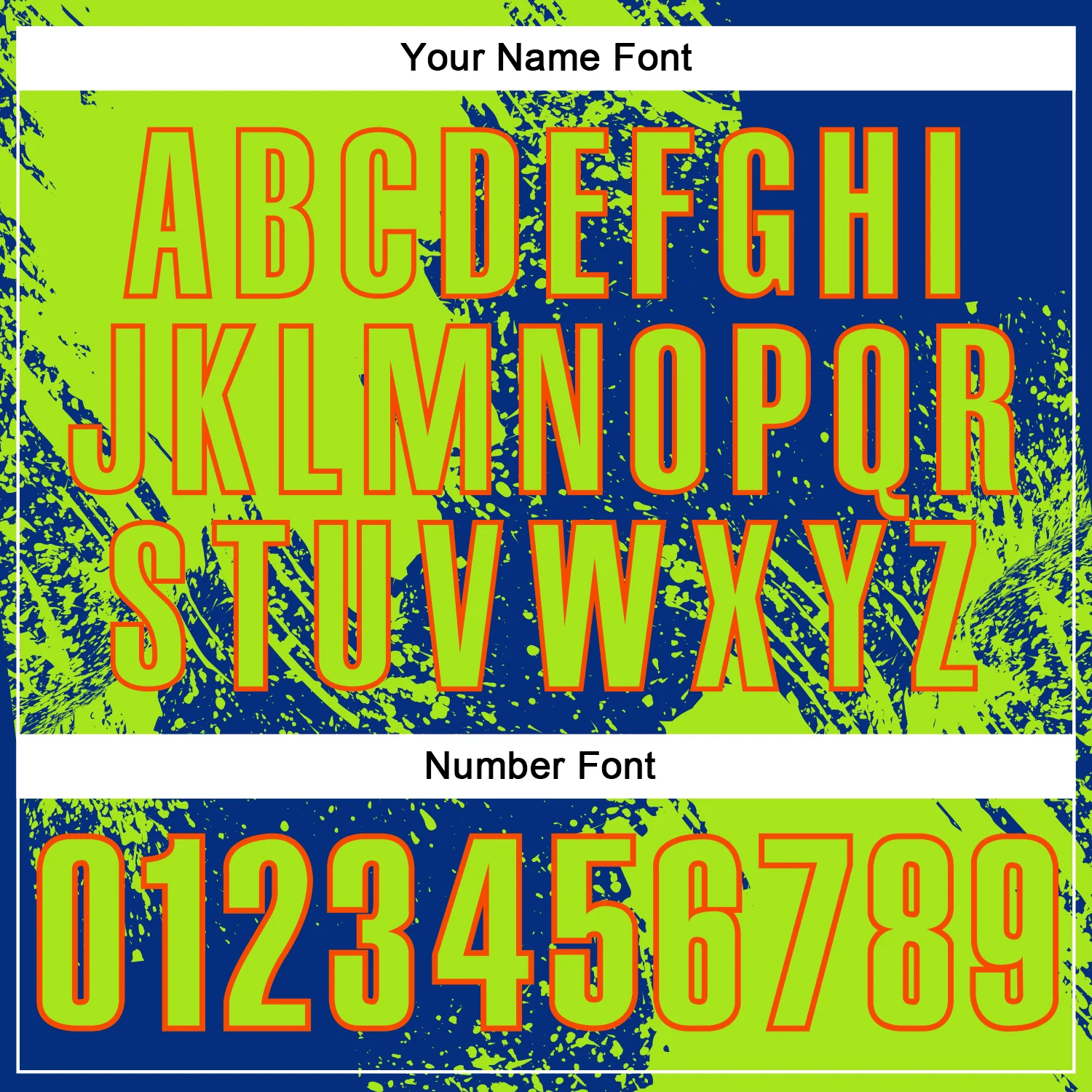 Custom Neon Green Royal-Orange 3D Pattern Design Abstract Brush Stroke Performance Polo Shirt