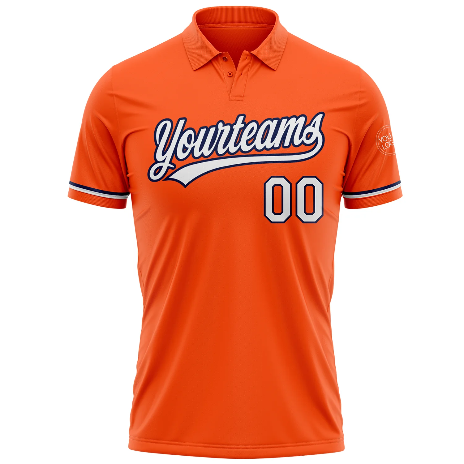 Custom Orange White-Navy Performance Vapor Golf Polo Shirt