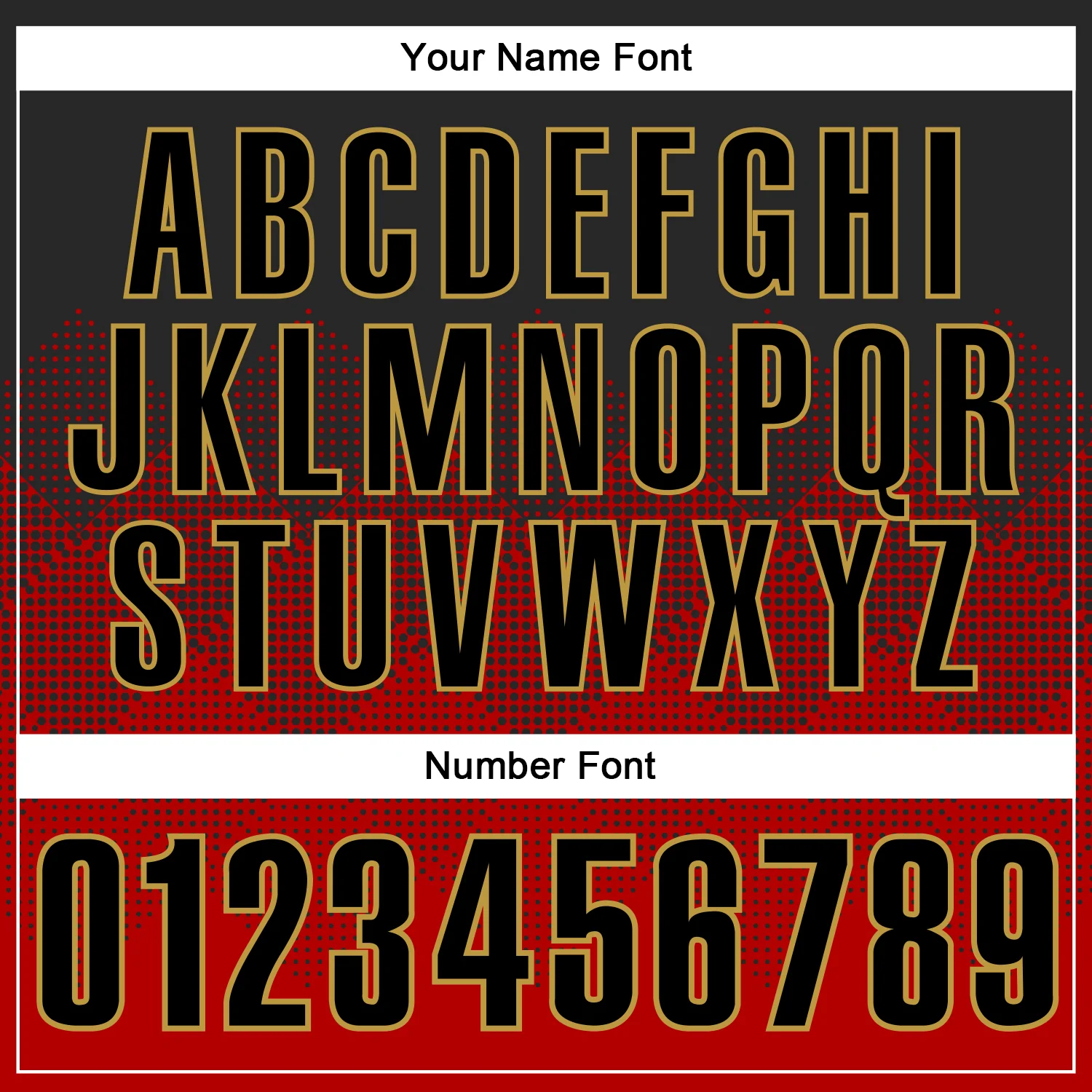 Custom Black Red-Old Gold 3D Pattern Design Gradient Square Shape Performance Polo Shirt