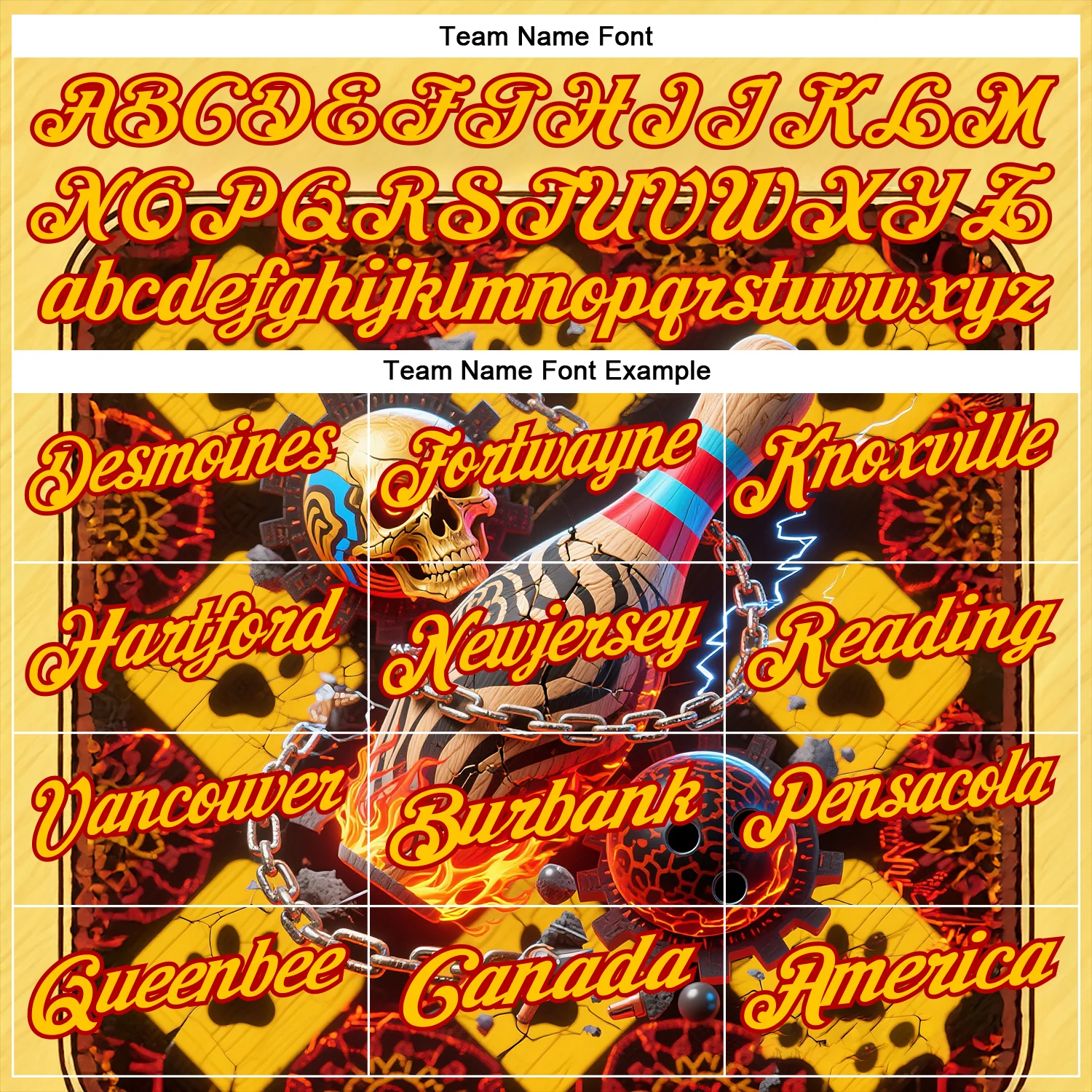 Custom Gold Yellow-Red 3D Flame Skull Bowling Performance Polo Shirt