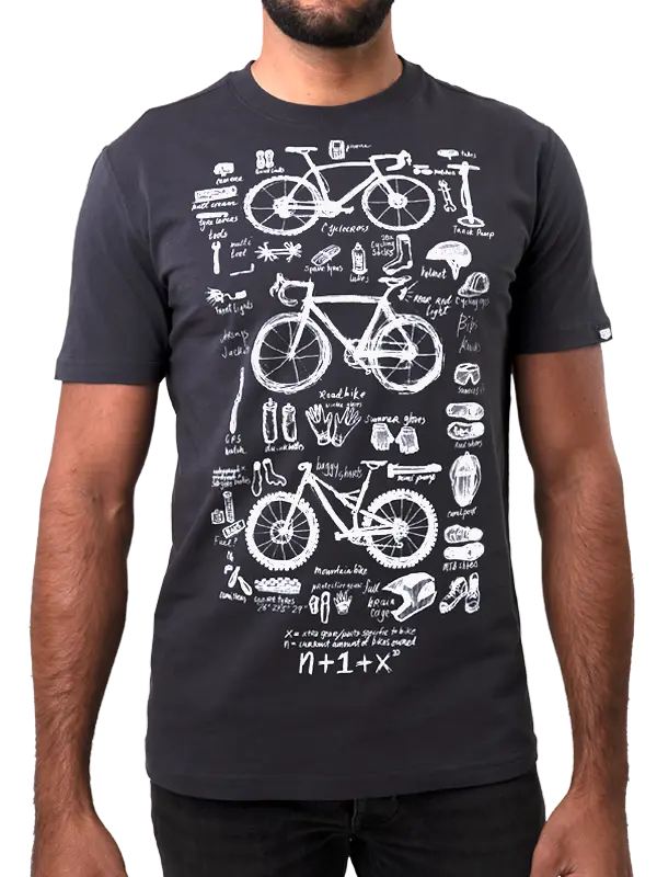 Bike Maths T Shirt Charcoal
