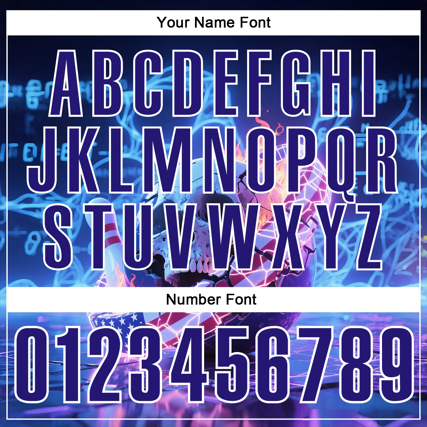 Custom Navy Dark Purple-White 3D American Flag Flame Lightning Skull Bowling Performance Polo Shirt