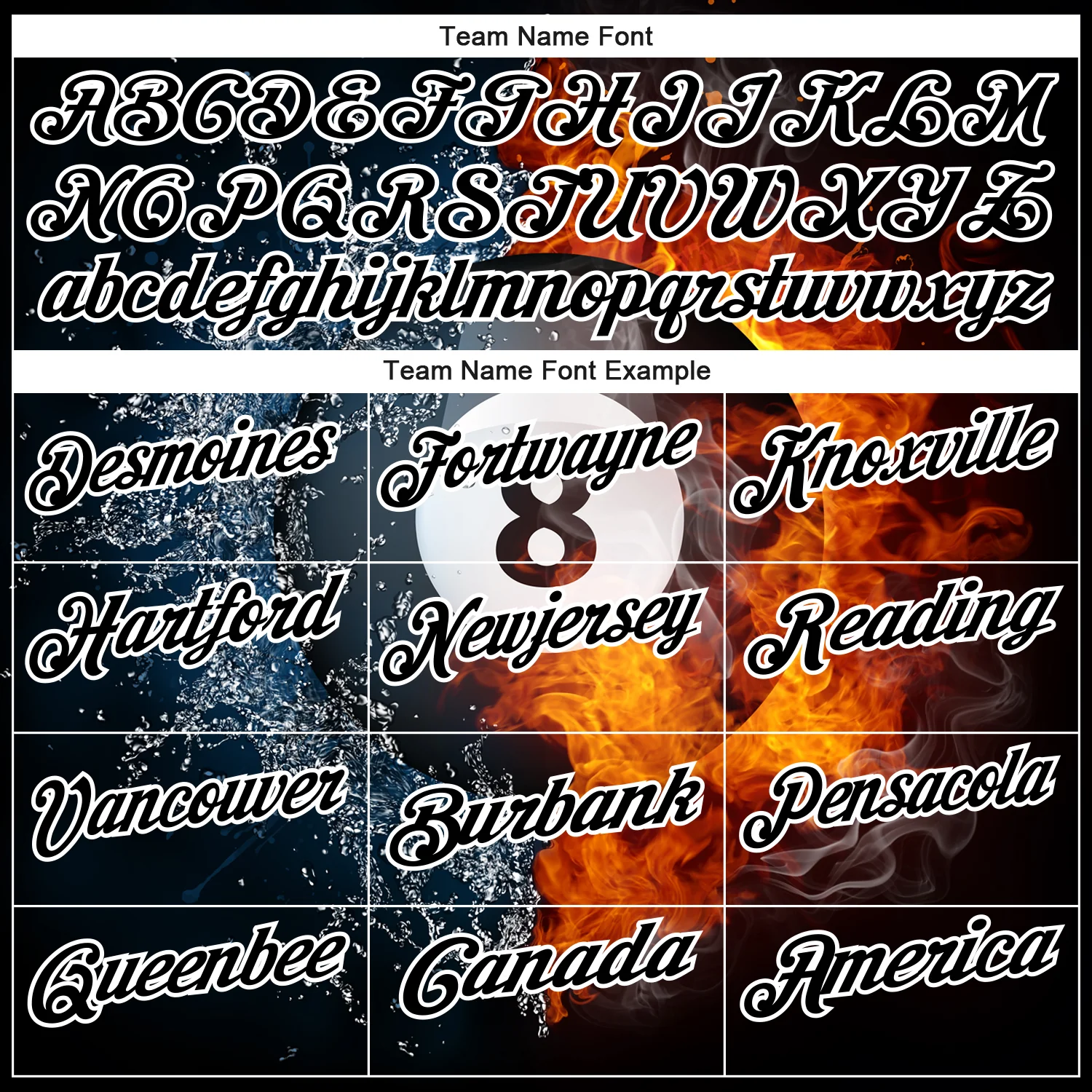 Custom Black White 3D Pattern Design Flame Billiards 8 Ball Performance Polo Shirt