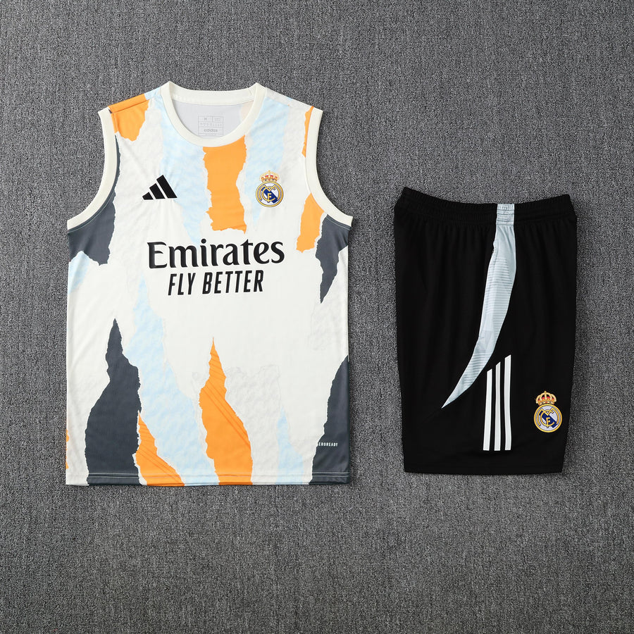 Kit Tank Top + Shorts Real Madrid White/Black/Orange Training 25/26