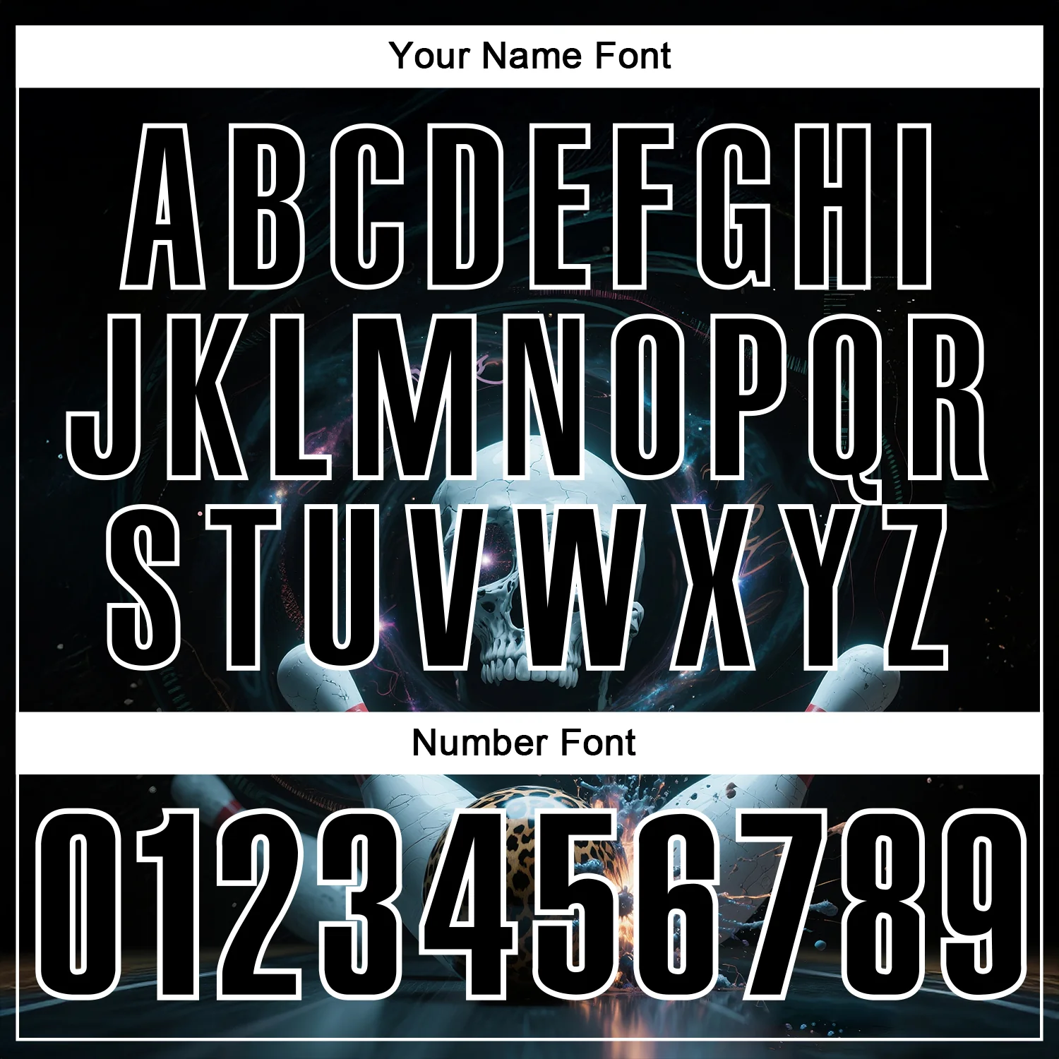 Custom Black White 3D Galaxy Leopard Print Skull Bowling Performance Polo Shirt