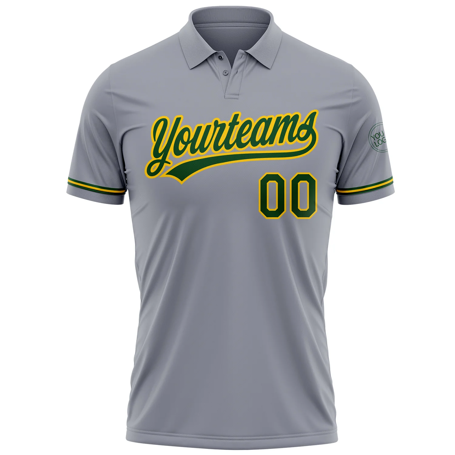 Custom Gray Green-Yellow Performance Vapor Golf Polo Shirt