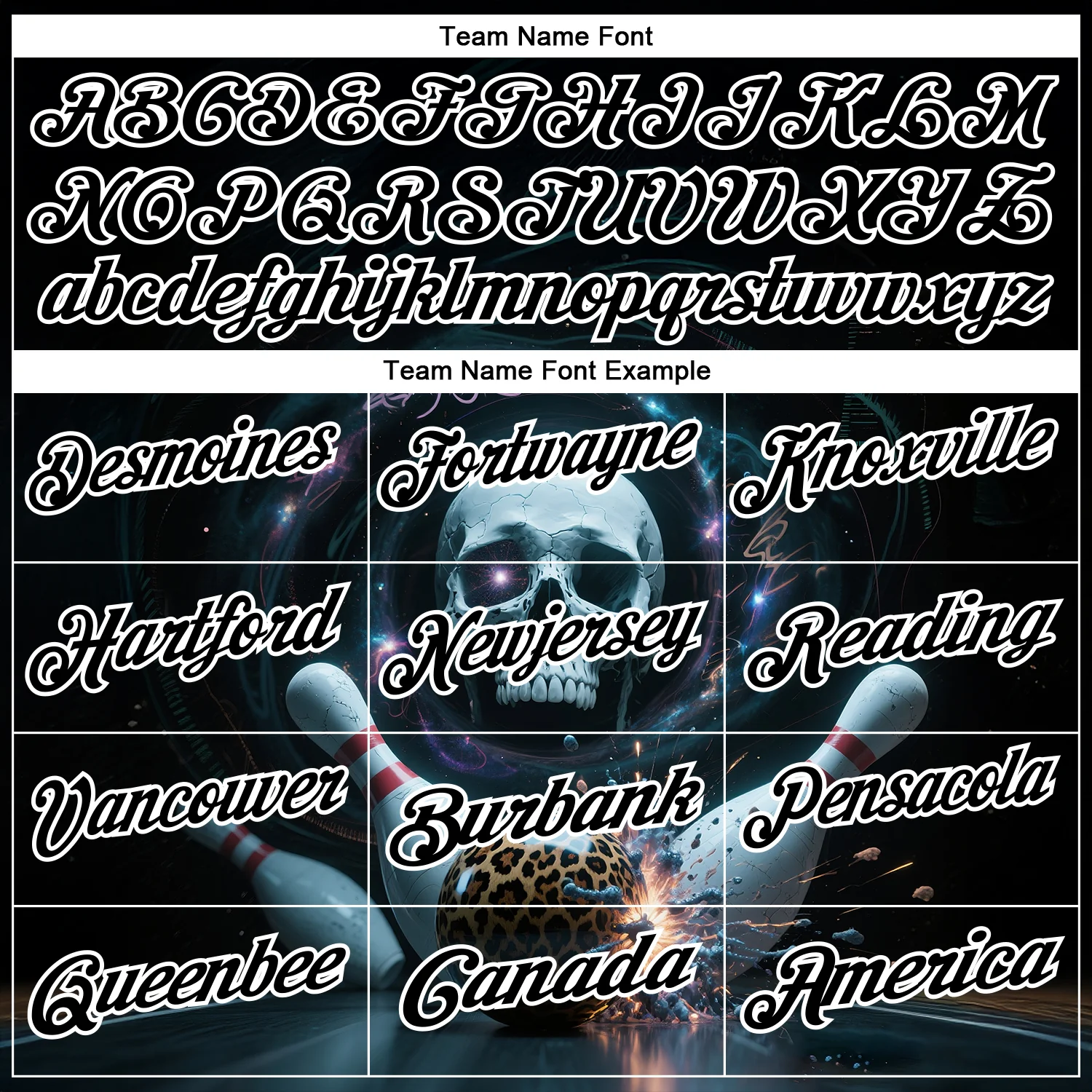 Custom Black White 3D Galaxy Leopard Print Skull Bowling Performance Polo Shirt