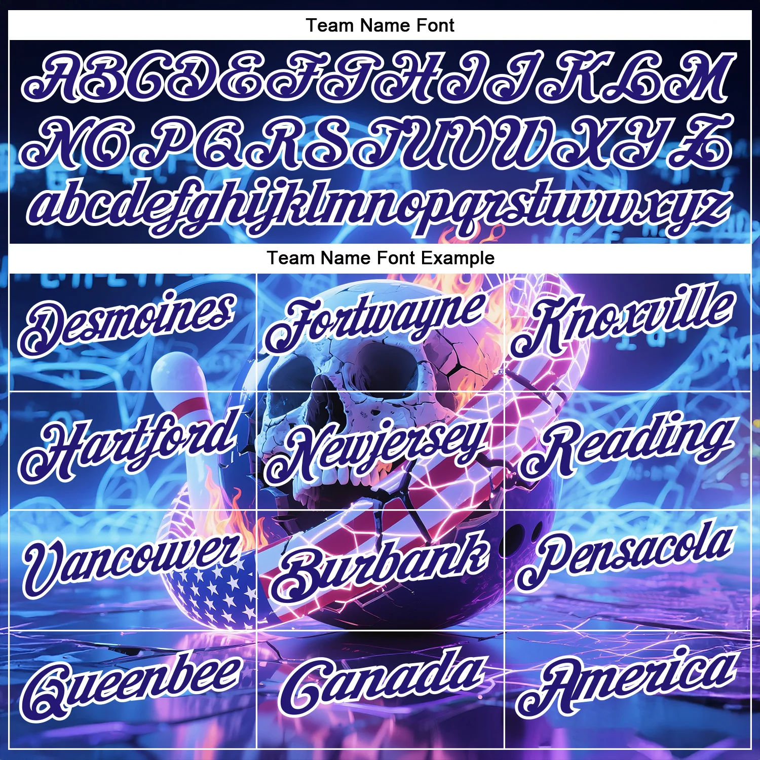 Custom Navy Dark Purple-White 3D American Flag Flame Lightning Skull Bowling Performance Polo Shirt