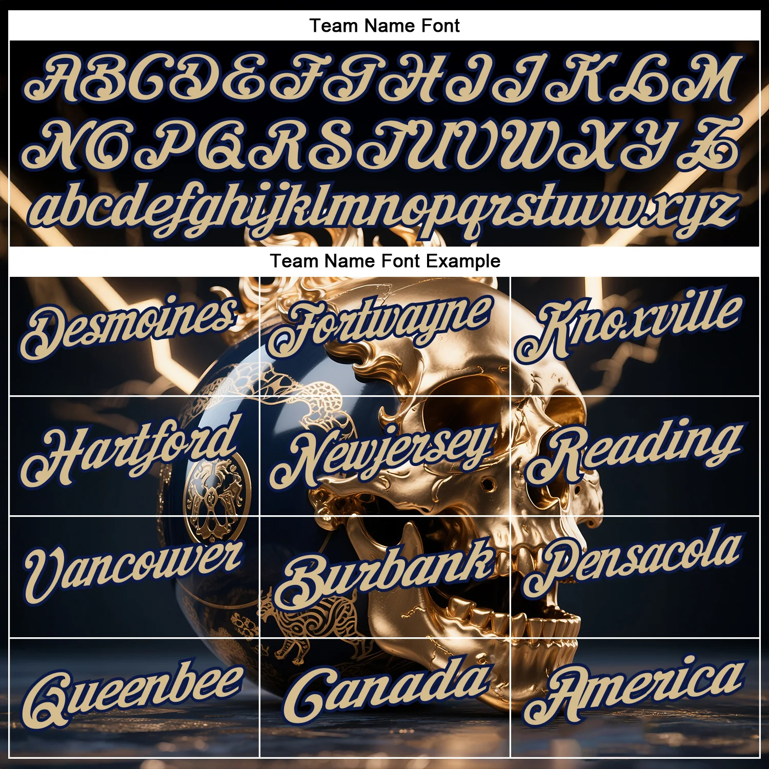 Custom Navy Vegas Gold 3D Metal Skull Bowling Performance Polo Shirt