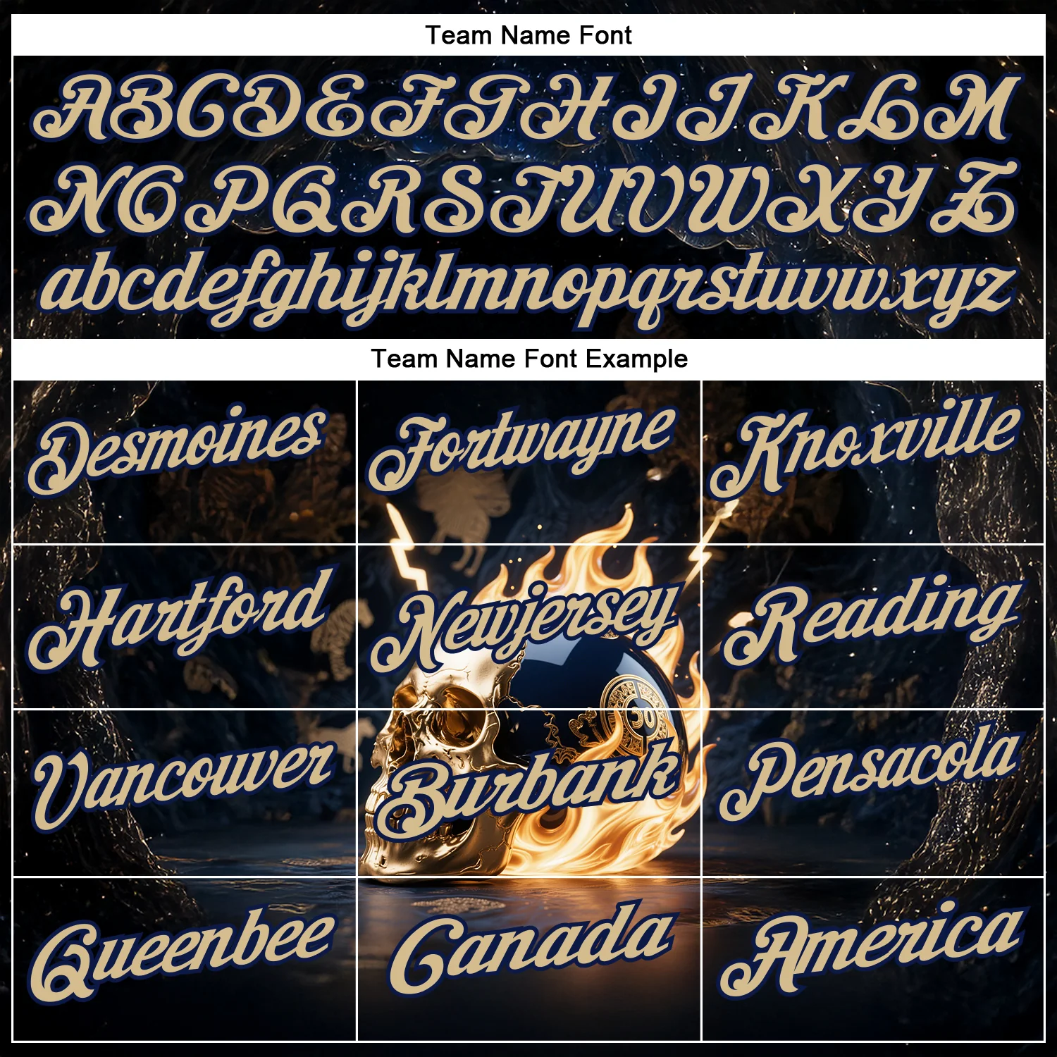 Custom Navy Vegas Gold 3D Flame Skull Bowling Performance Polo Shirt