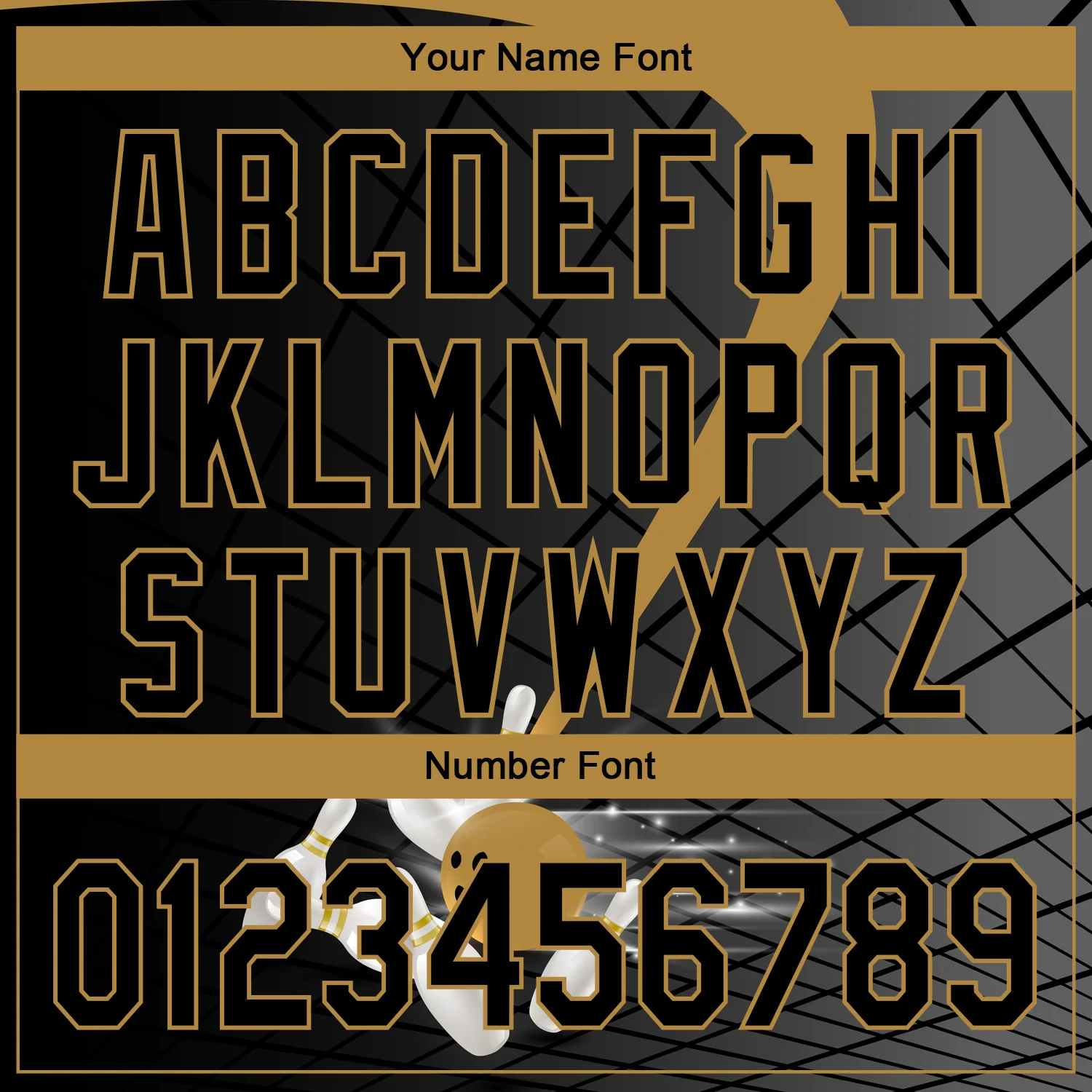 Custom Black Old Gold 3D Pattern Design Bowling Performance Polo Shirt