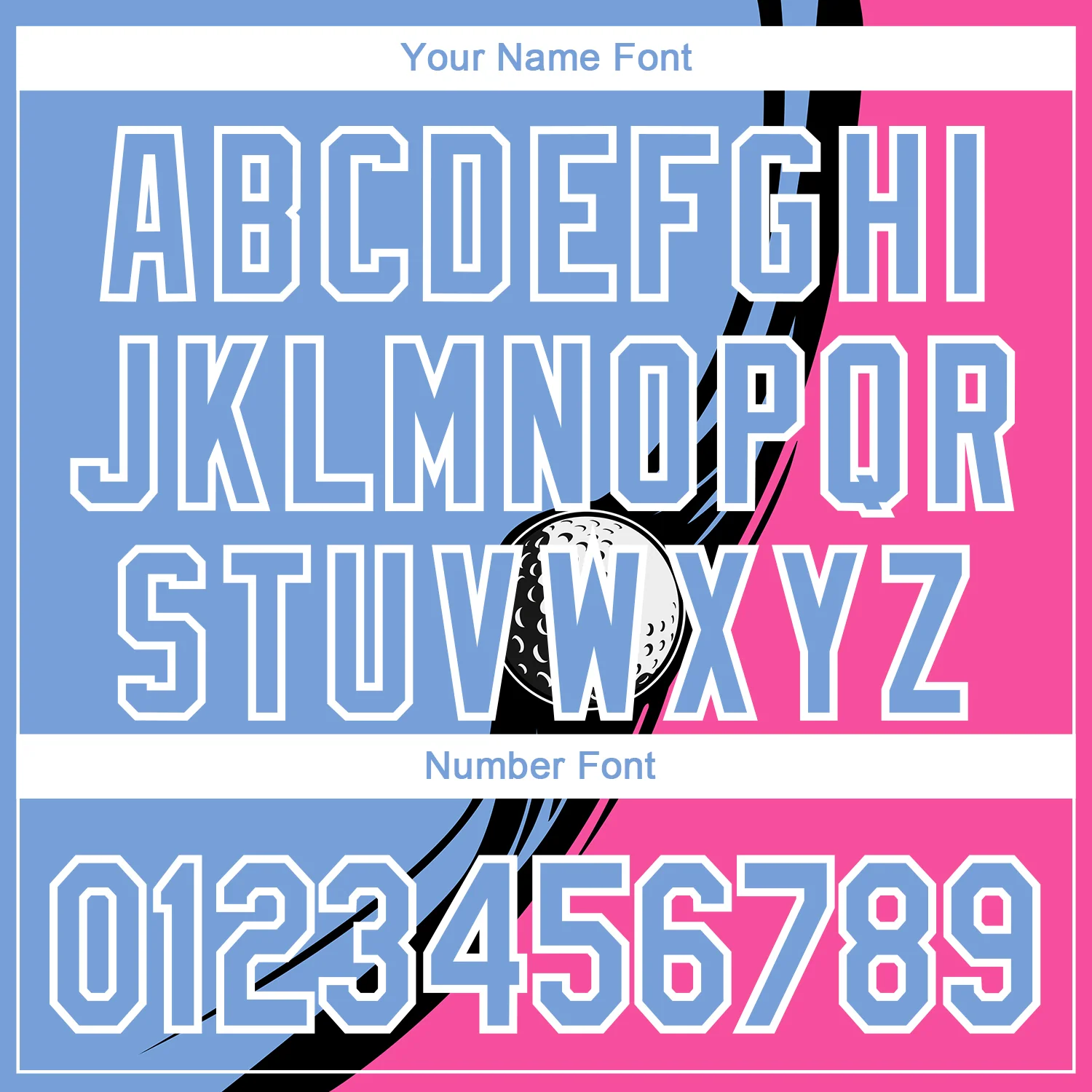 Custom Light Blue Pink-Black 3D Pattern Design Golf Ball Performance Golf Polo Shirt