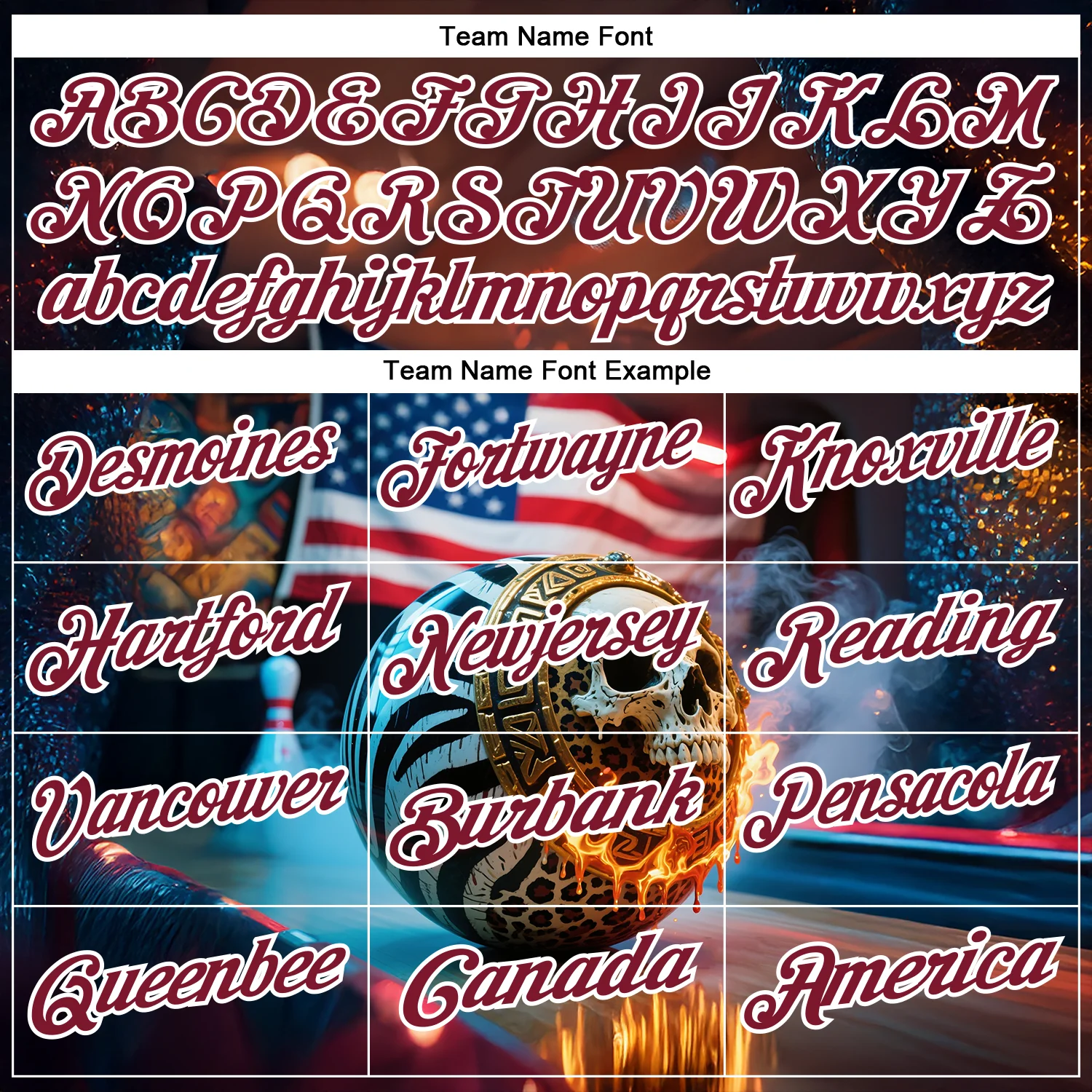 Custom Brown Crimson-White 3D American Flag Flame Skull Bowling Performance Polo Shirt