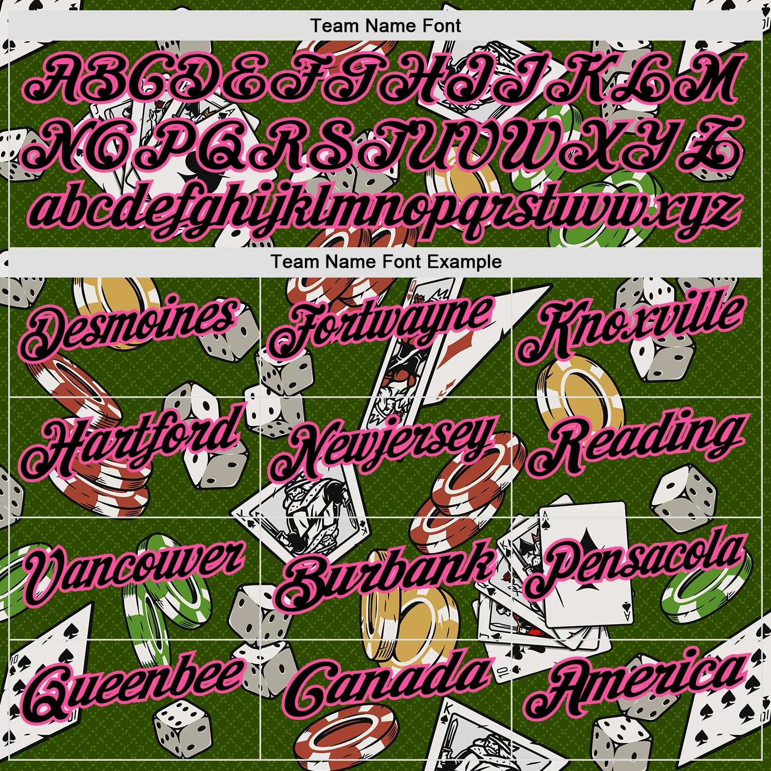 Custom Green Black-Pink 3D Gambling Poker And Dice Performance Polo Shirt