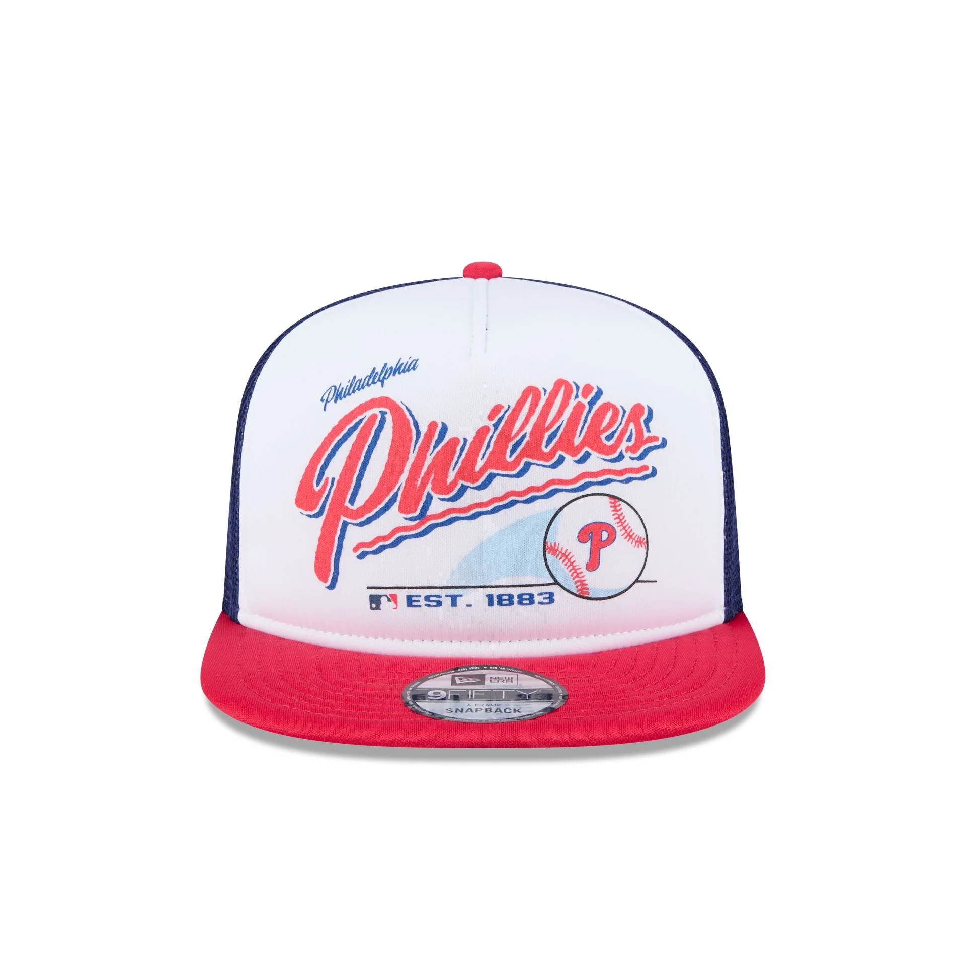 Philadelphia Phillies Retro Script 9FIFTY A-Frame Trucker Hat