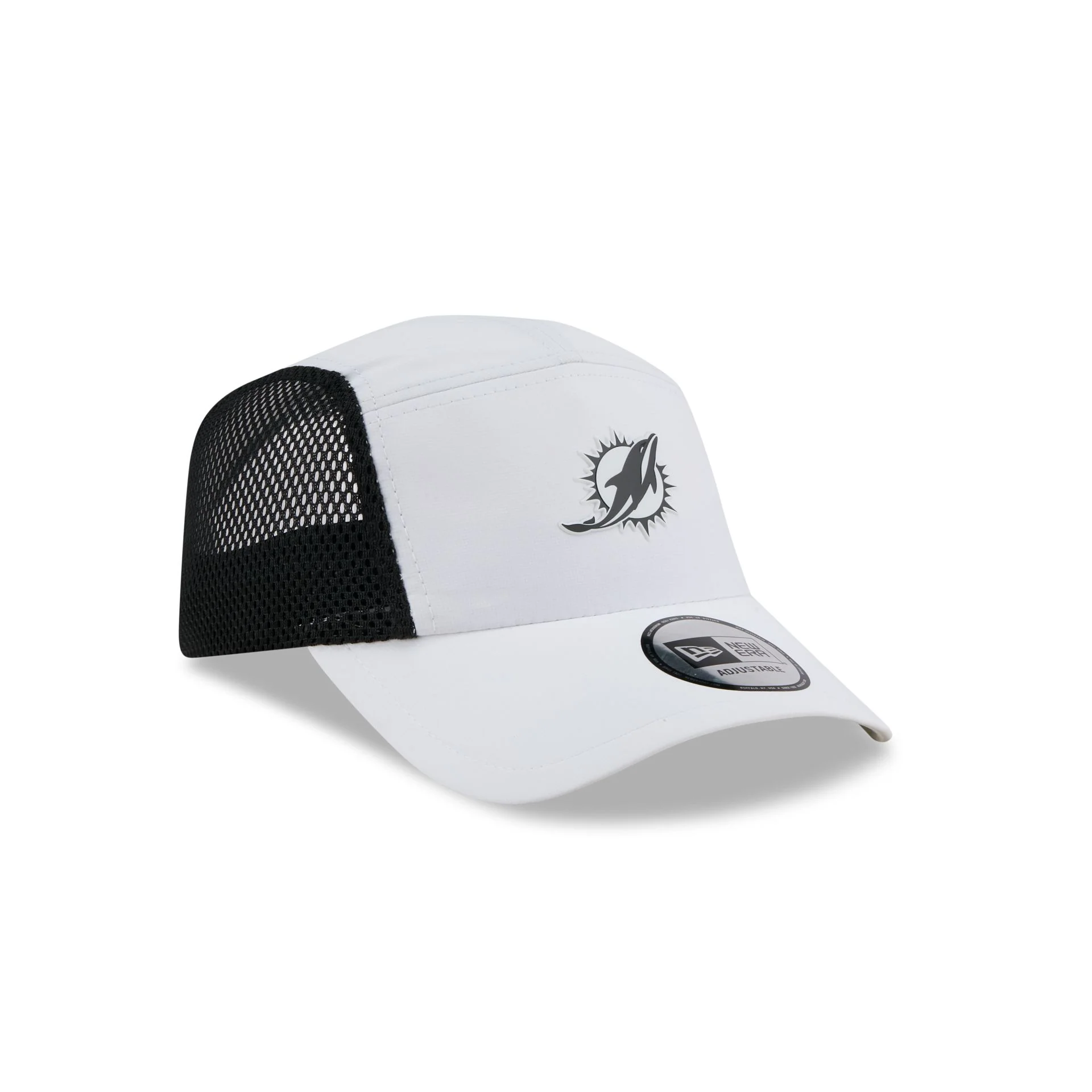 Miami Dolphins White Poly Runner Adjustable Hat