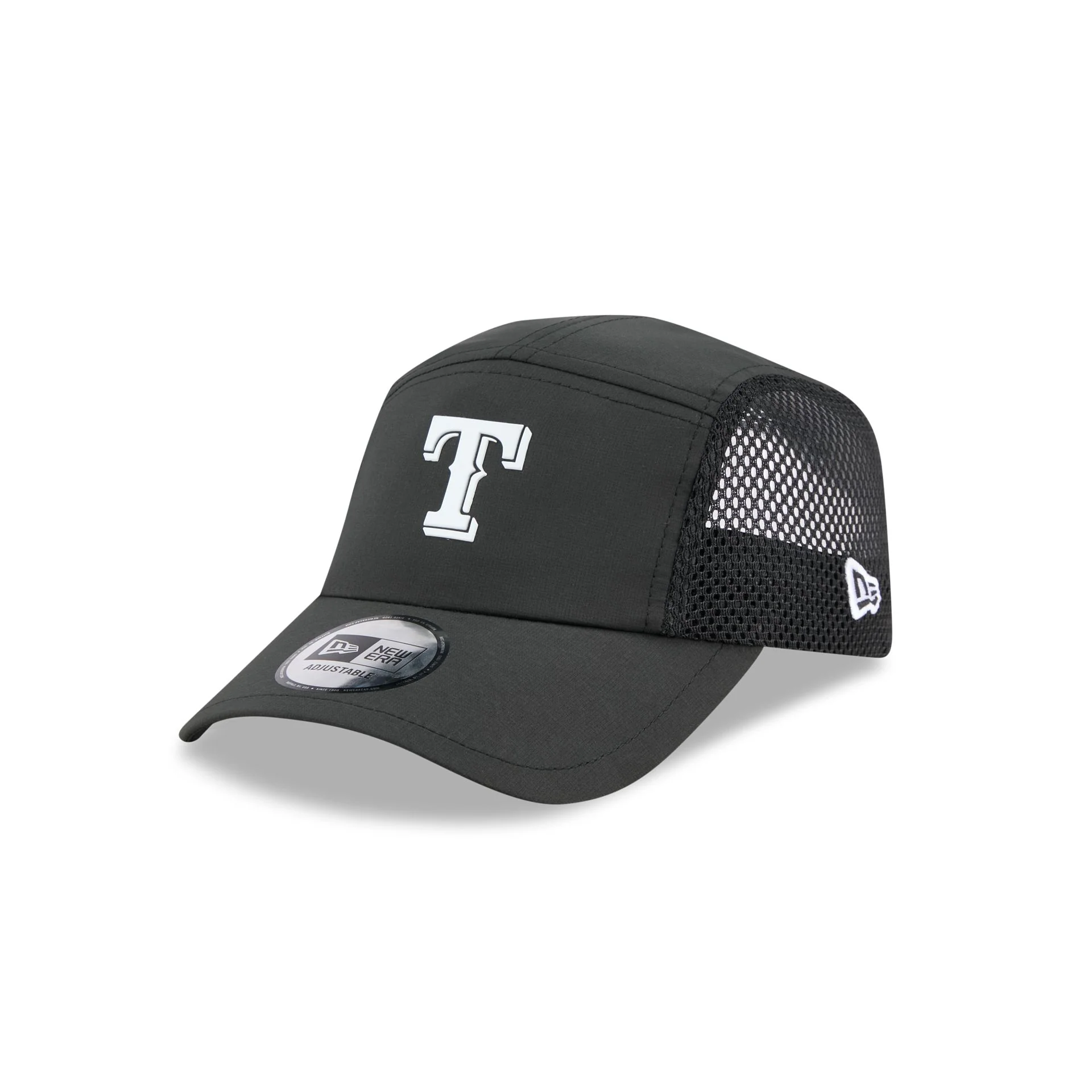 Texas Rangers Black Poly Runner Adjustable Hat