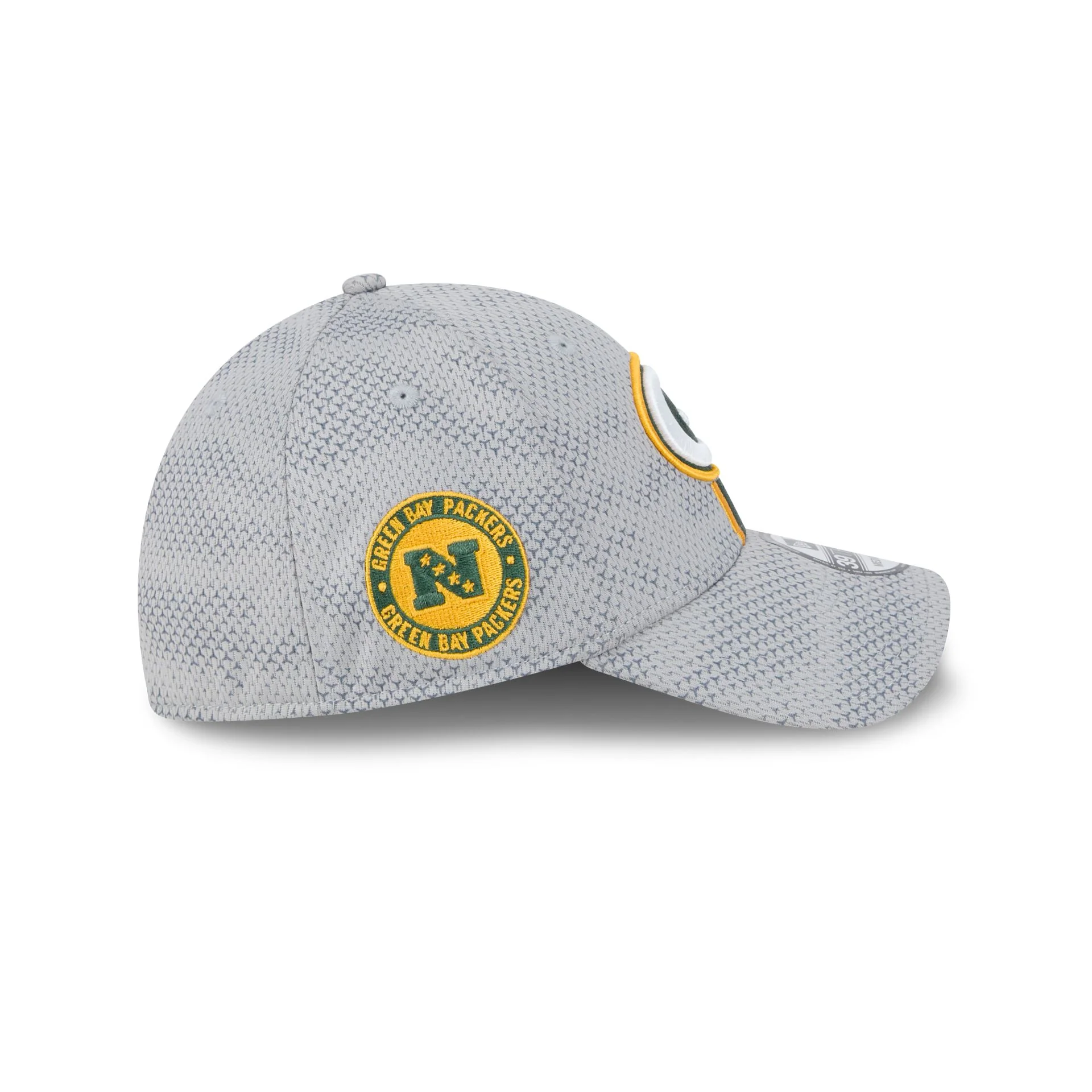 Green Bay Packers 2024 Sideline Gray 39THIRTY Stretch Fit Hat
