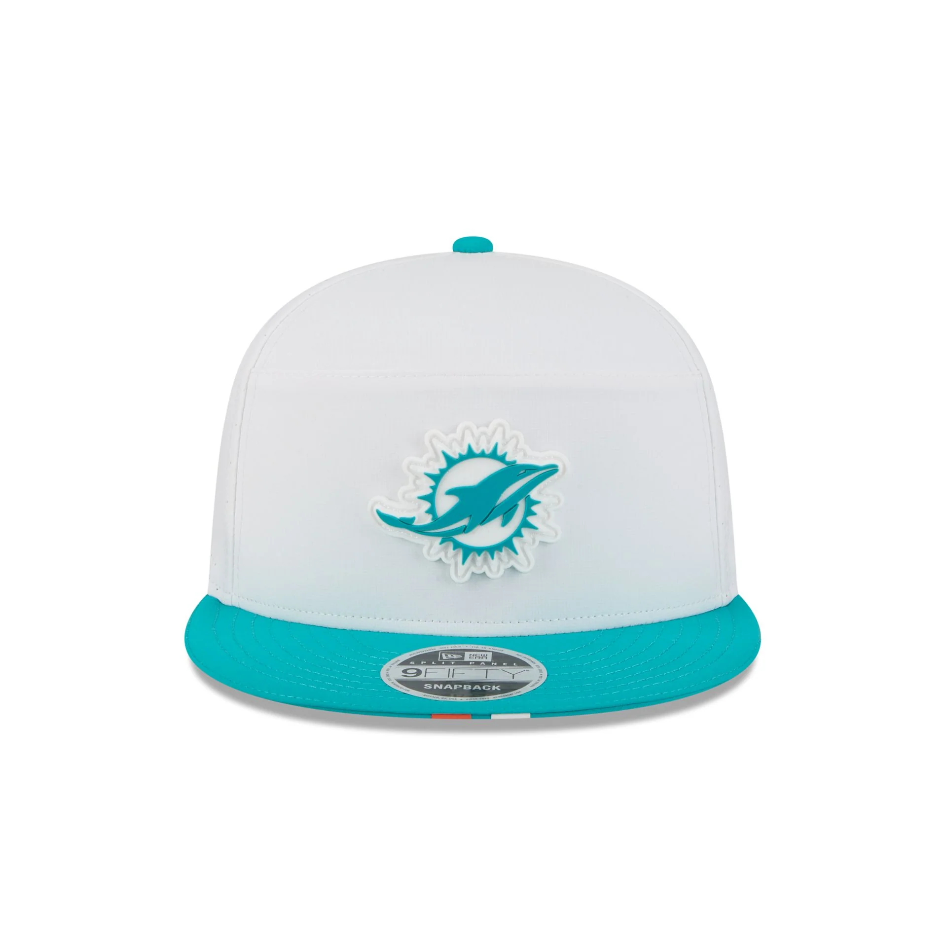 Miami Dolphins 2025 Training Split Panel 9FIFTY Snapback Hat