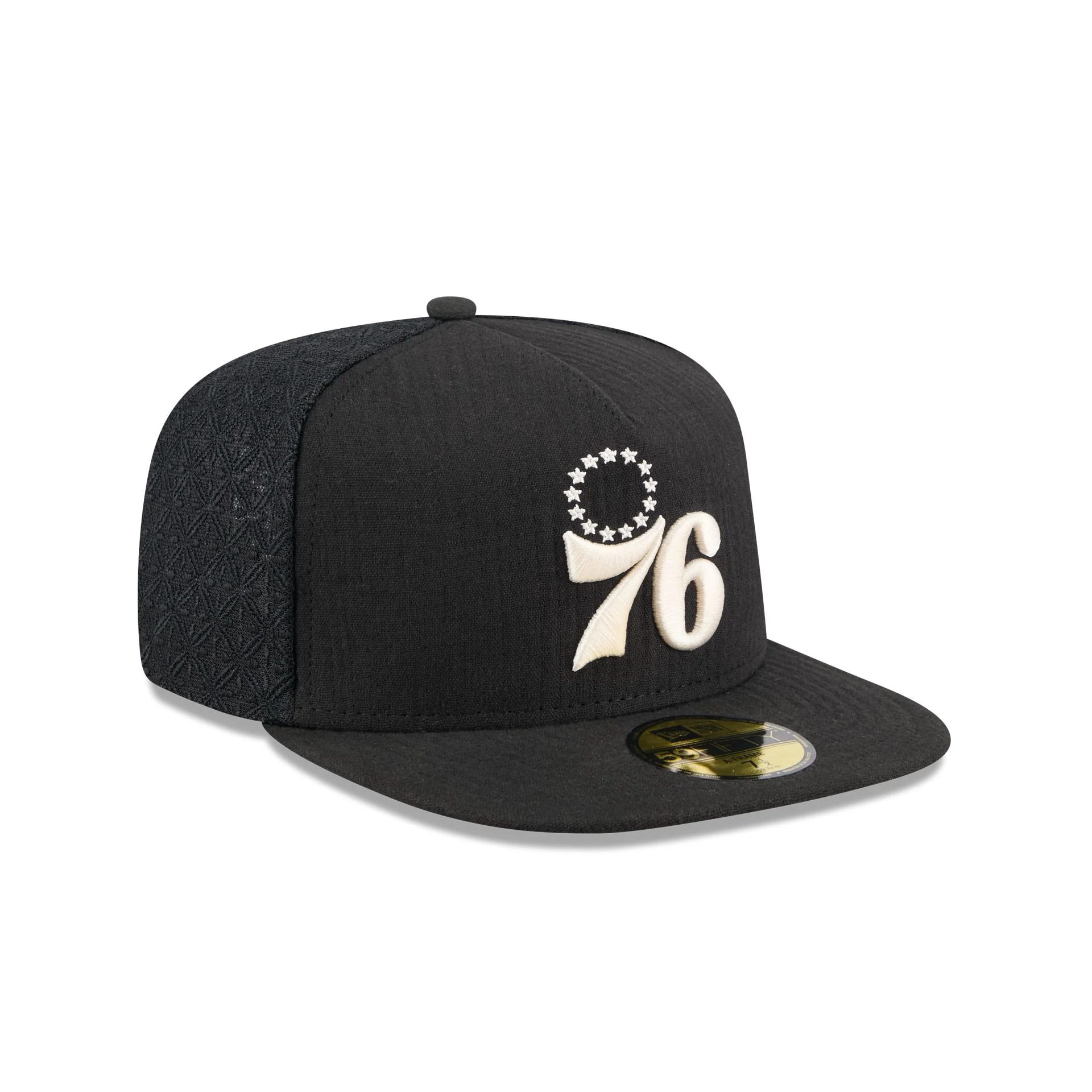 Philadelphia 76ers Black Mesh 59FIFTY A-Frame Fitted Hat
