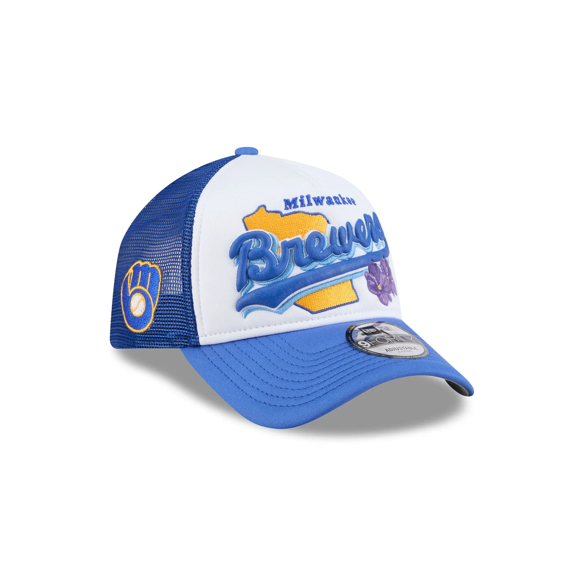 Milwaukee Brewers State Flower 9FORTY A-Frame Trucker Hat
