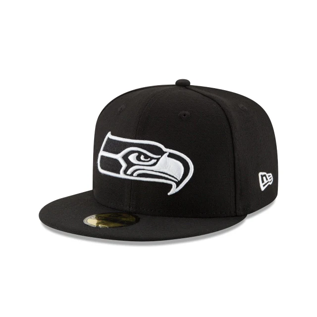 Seattle Seahawks Black & White 59FIFTY Fitted Hat