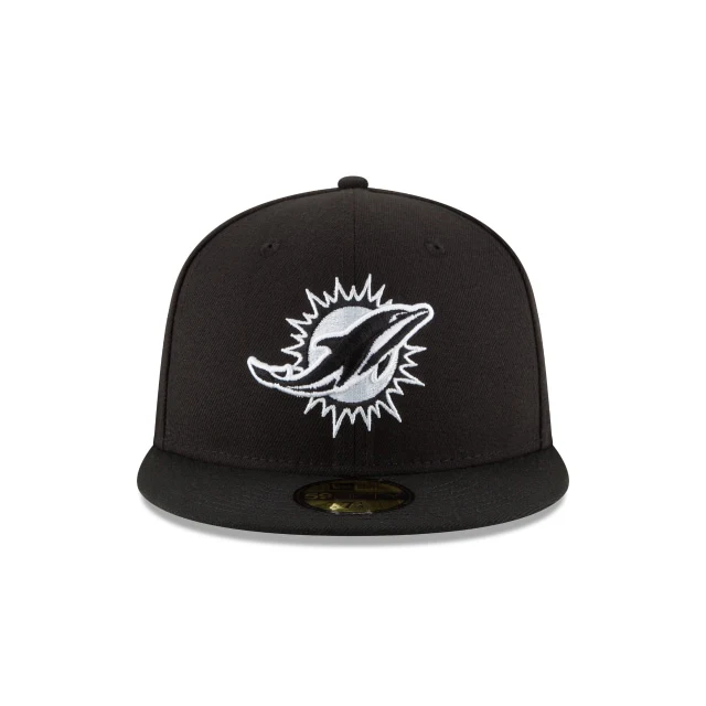 Miami Dolphins Black & White 59FIFTY Fitted Hat