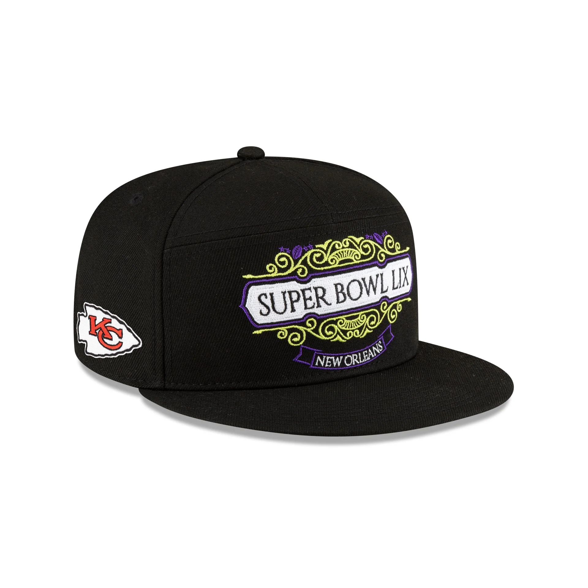 Kansas City Chiefs Super Bowl LIX Tarmac 9FIFTY Split Panel Snapback Hat