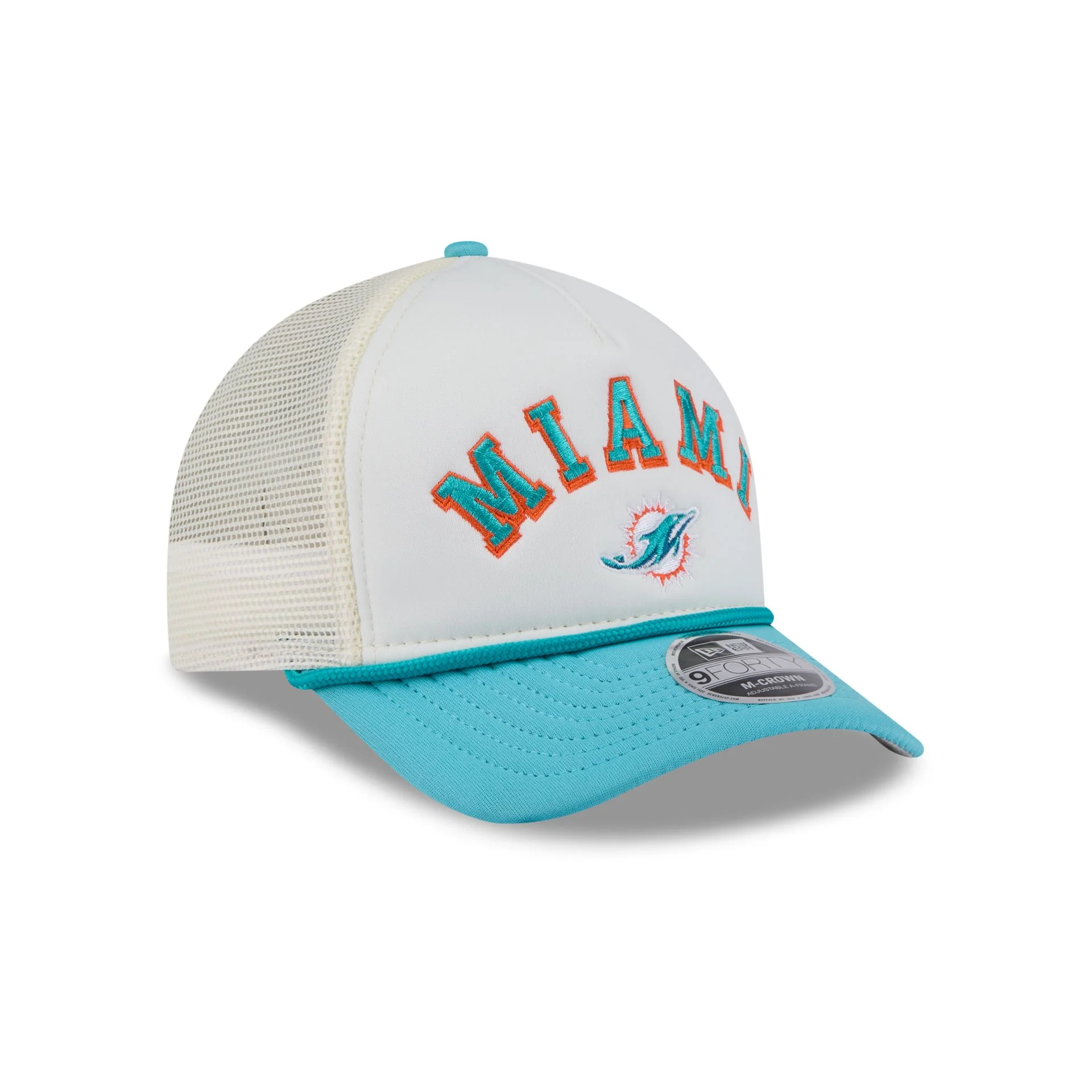 Miami Dolphins Chrome Arch 9FORTY M-Crown A-Frame Trucker Hat