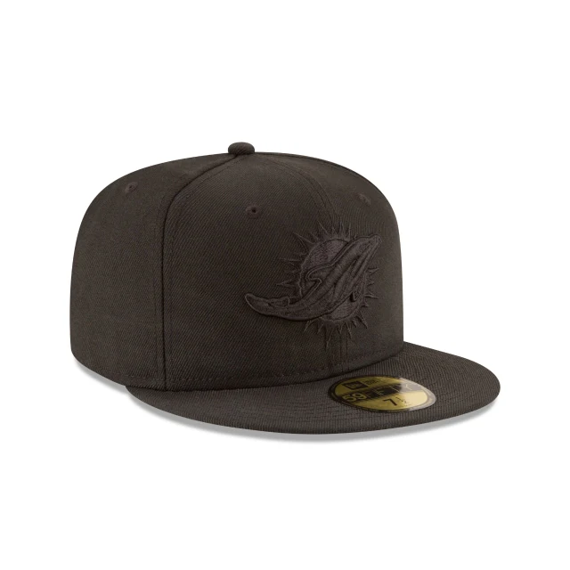 Miami Dolphins Black On Black 59FIFTY Fitted Hat