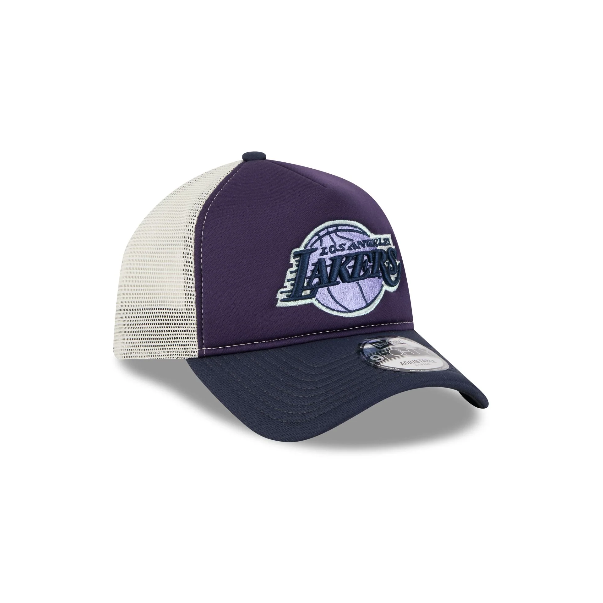 Los Angeles Lakers Navy Purple 9FORTY A-Frame Trucker Hat
