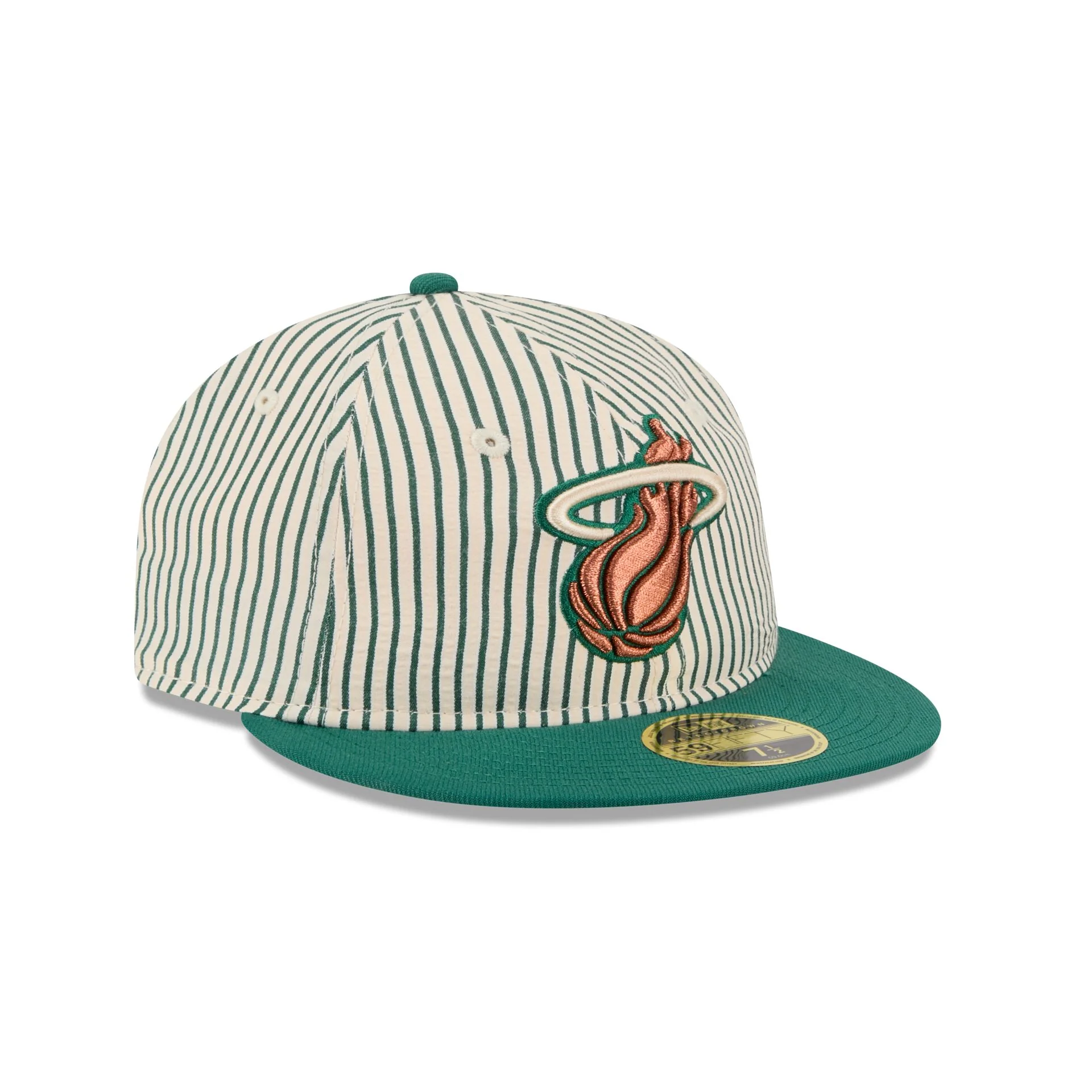Just Caps Seersucker Miami Heat Retro Crown 59FIFTY Fitted Hat