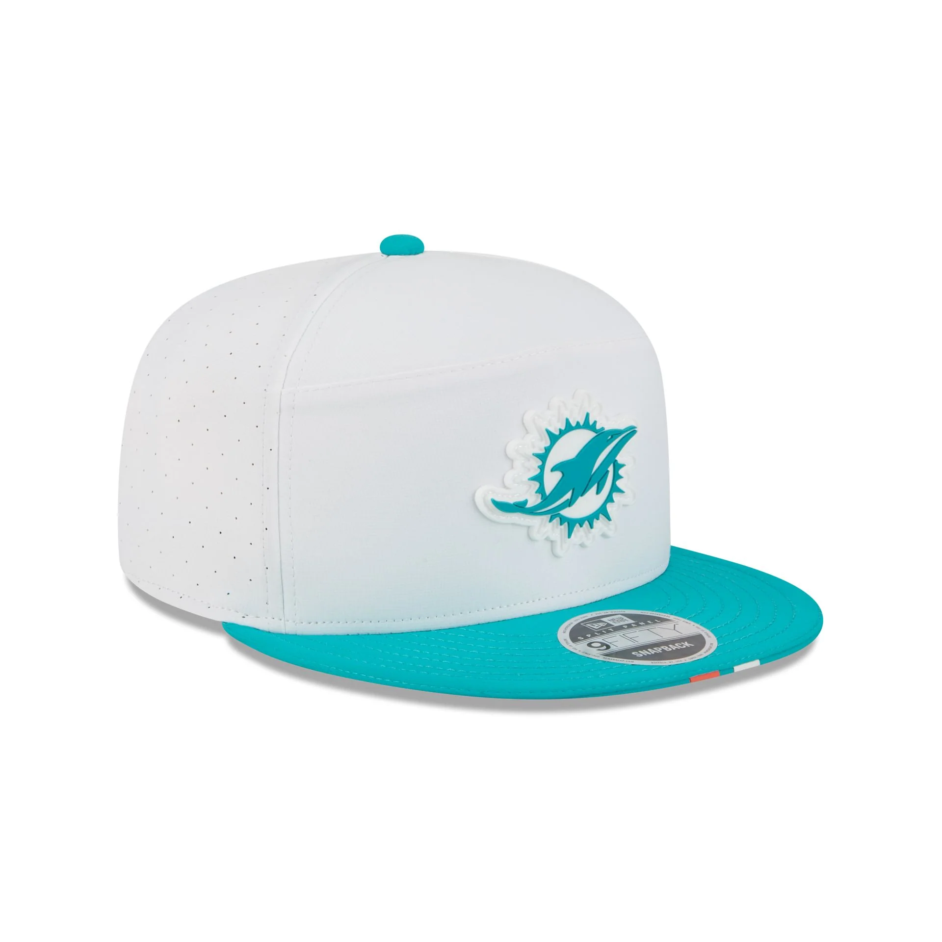 Miami Dolphins 2025 Training Split Panel 9FIFTY Snapback Hat