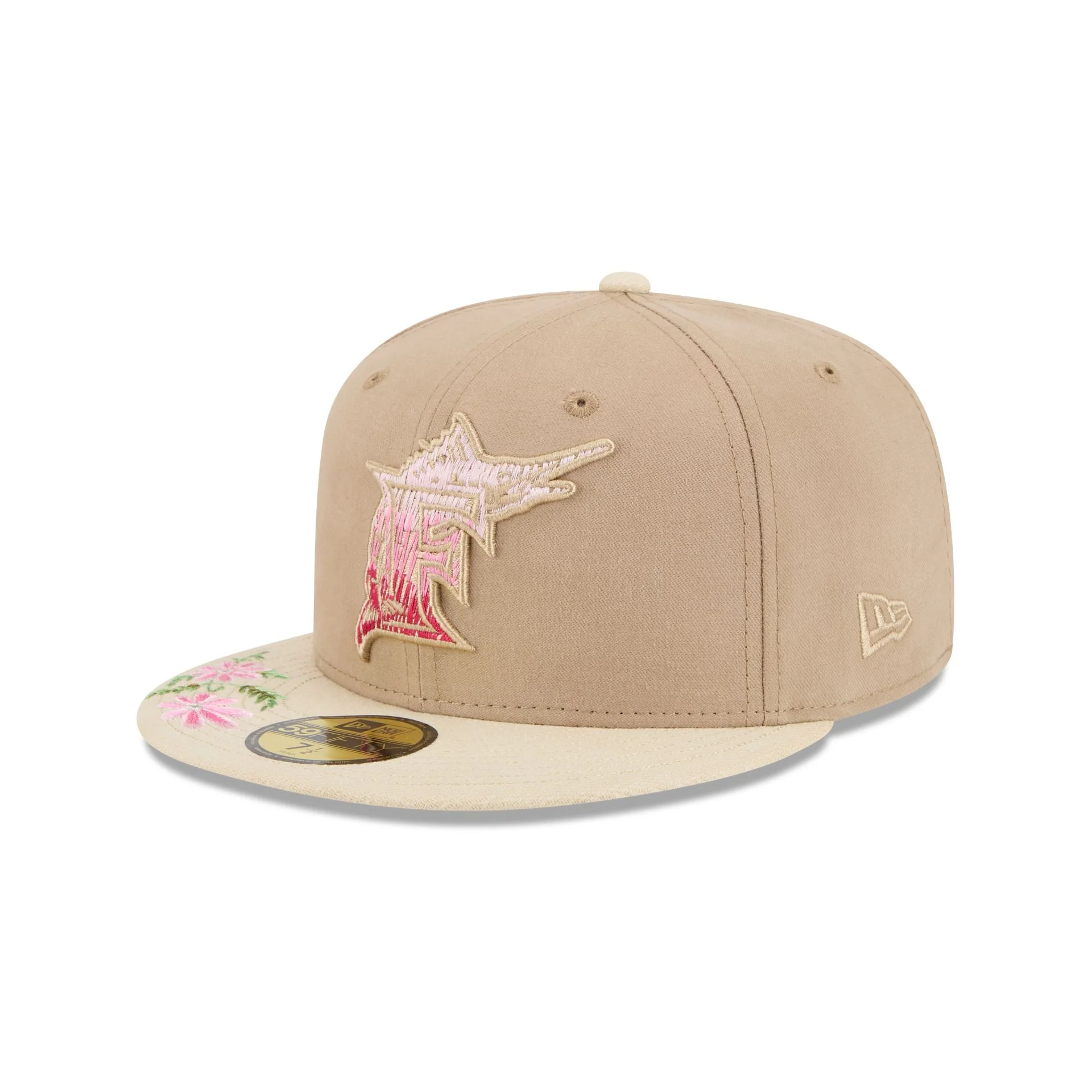 Miami Marlins Hand Stitched Floral 59FIFTY Fitted Hat