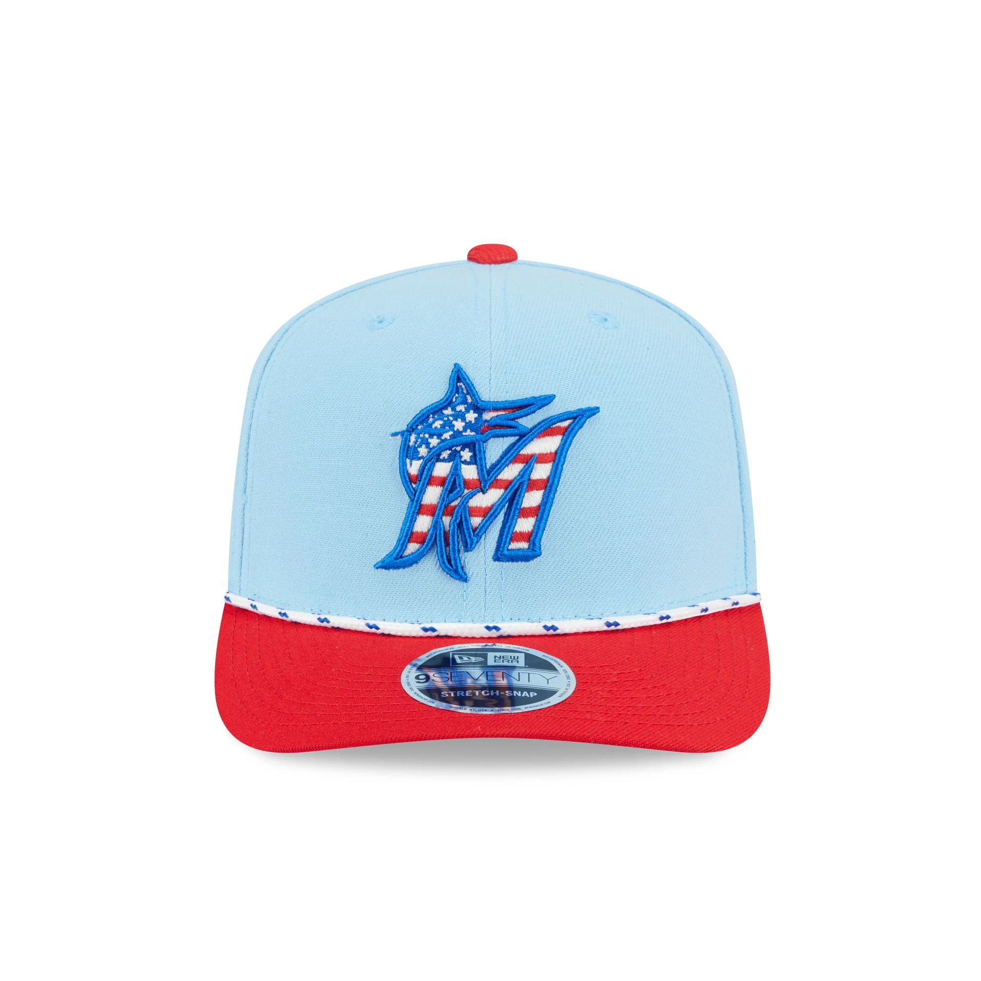 Miami Marlins Independence Day 2025 9SEVENTY Stretch-Snap Hat