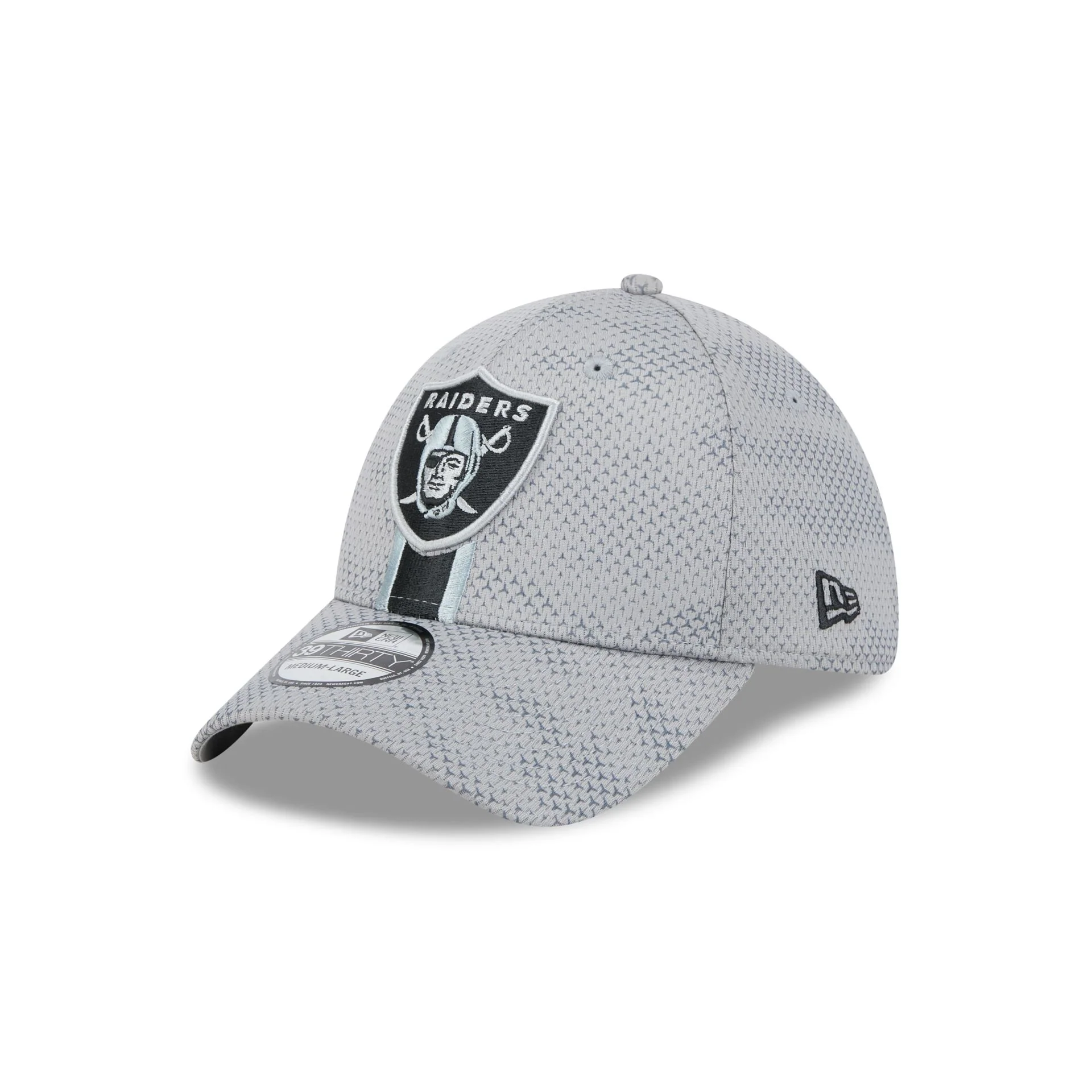 Las Vegas Raiders 2024 Sideline Gray 39THIRTY Stretch Fit Hat