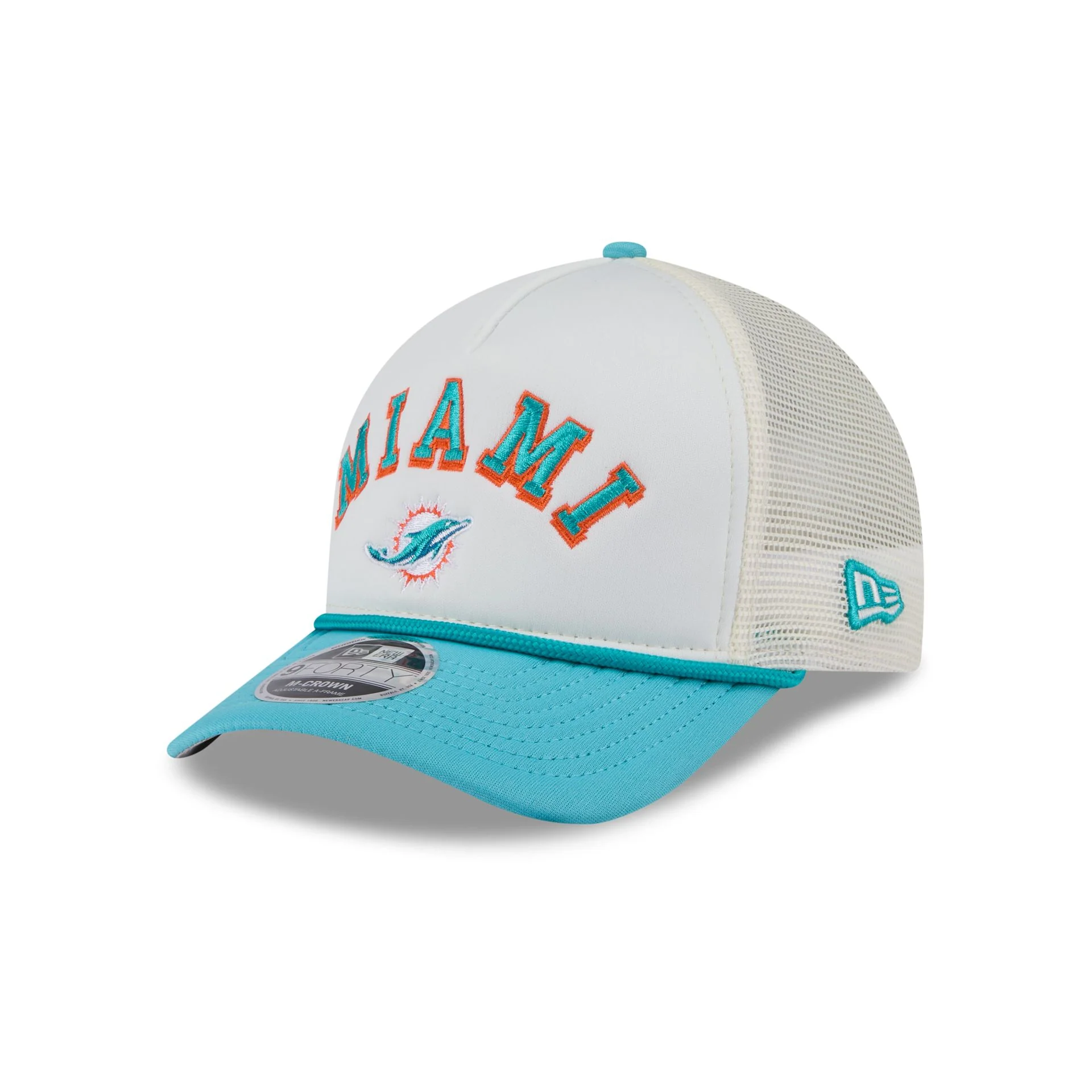 Miami Dolphins Chrome Arch 9FORTY M-Crown A-Frame Trucker Hat