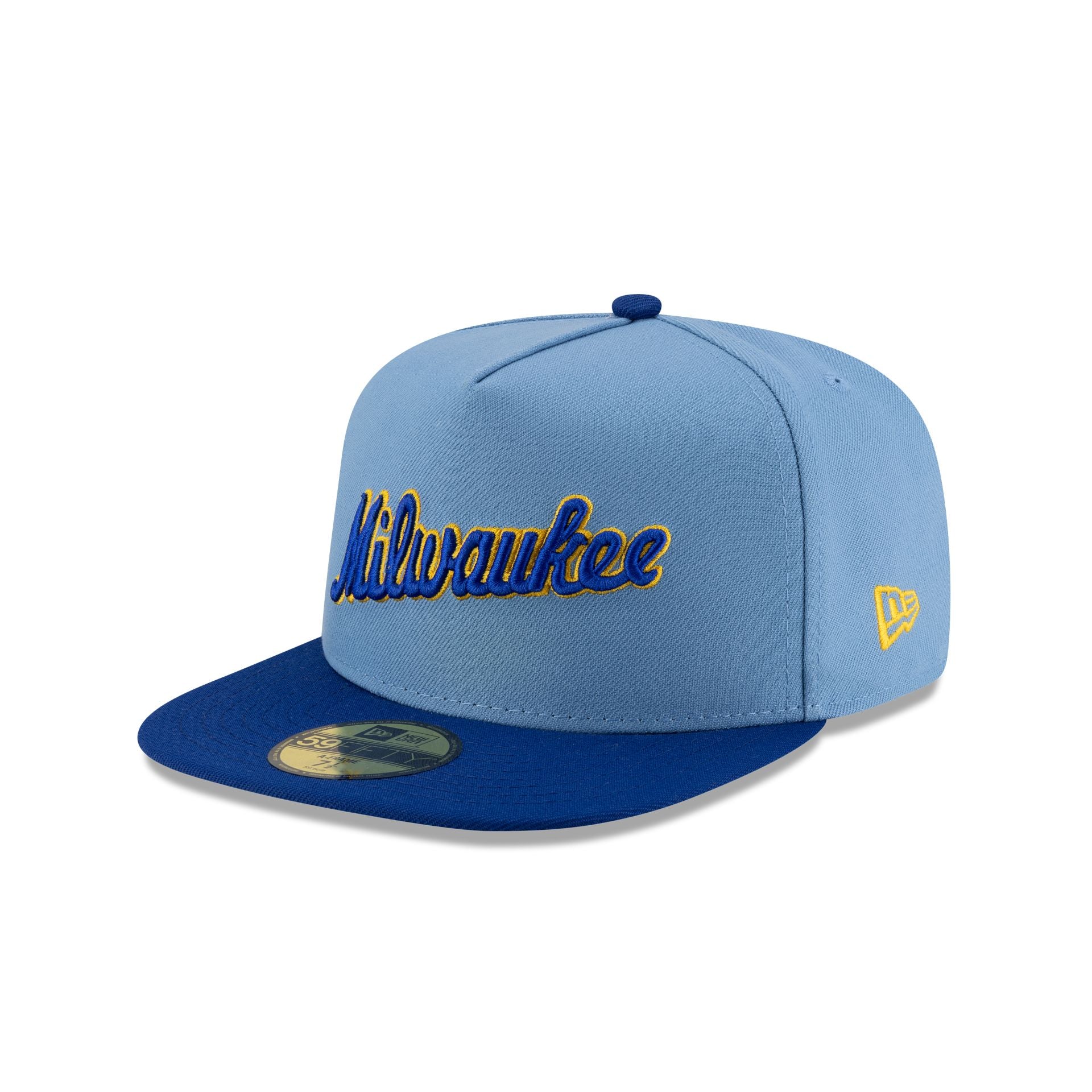 Just Caps Sky Blue Milwaukee Brewers 59FIFTY A-Frame Fitted Hat