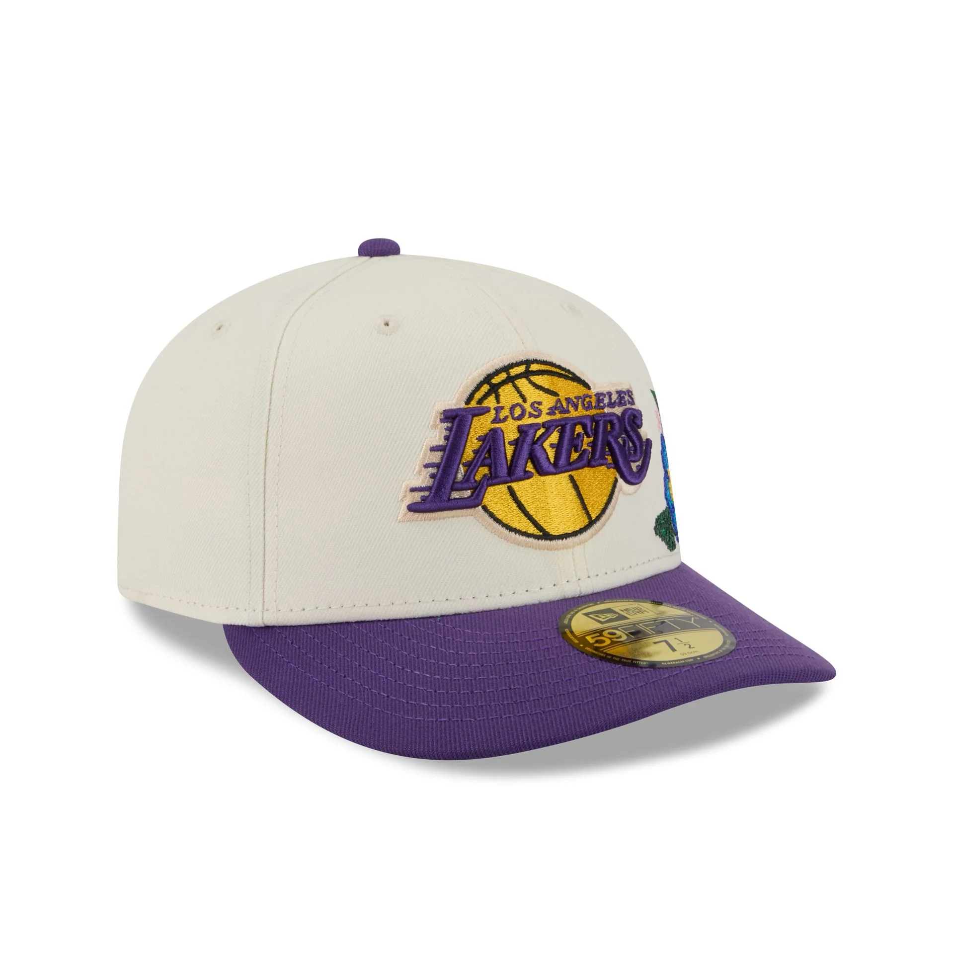 Los Angeles Lakers Tonal Florals White 59FIFTY Fitted Hat