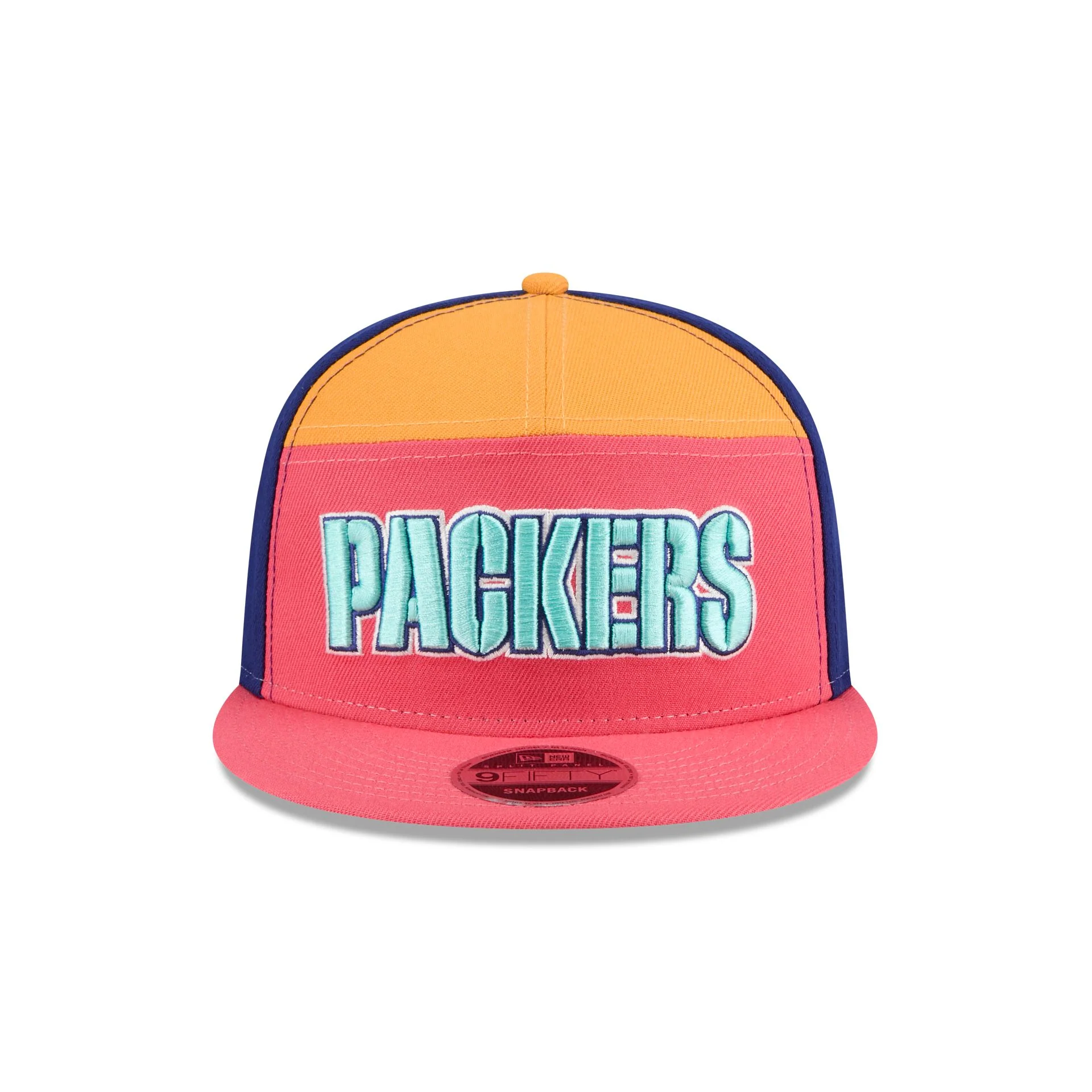 Green Bay Packers Coral Split Panel 9FIFTY Snapback Hat