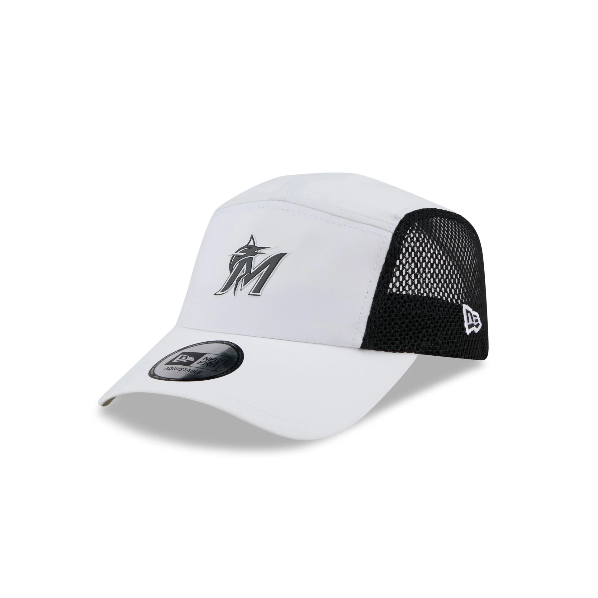 Miami Marlins White Poly Runner Adjustable Hat